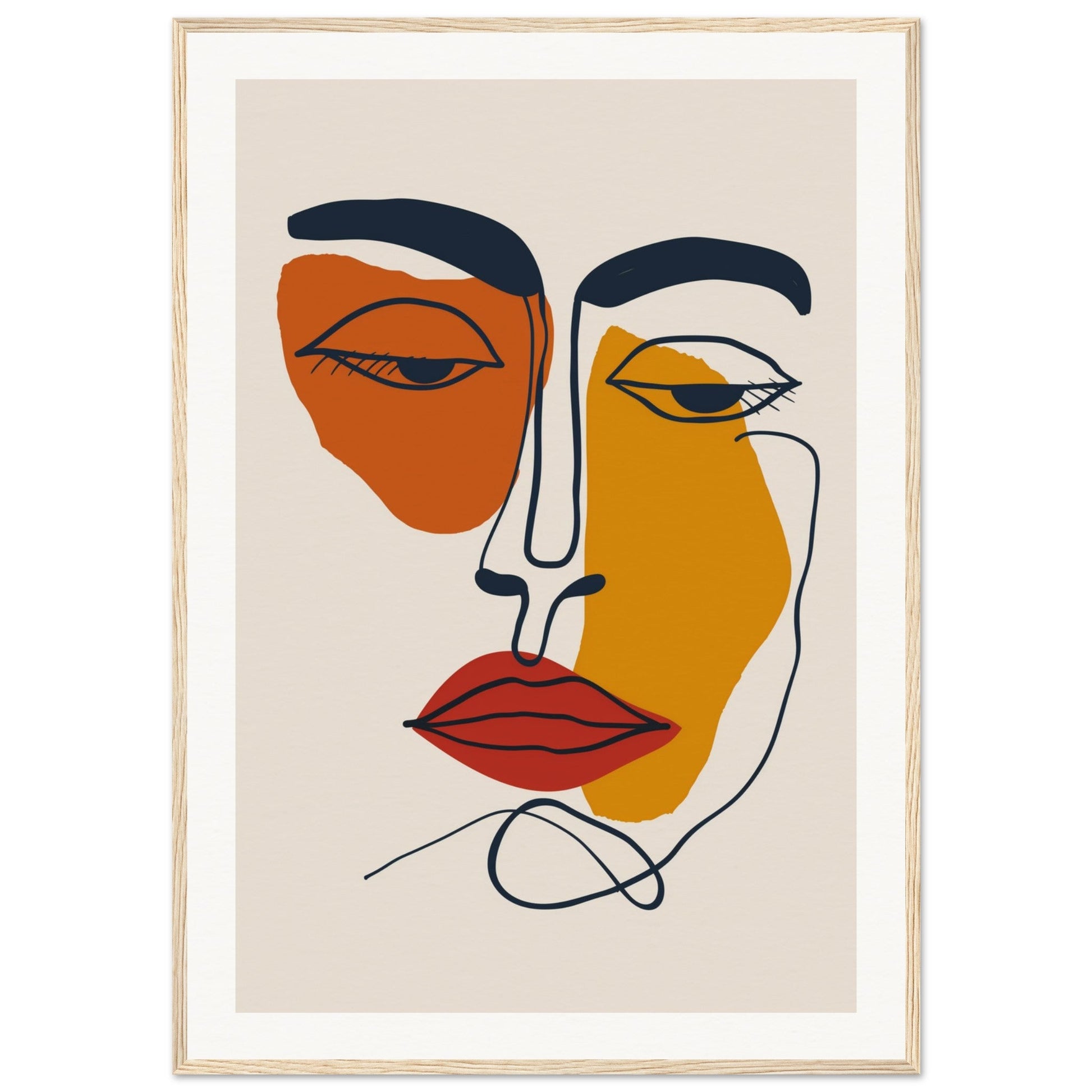 Poster Visage Abstrait ( 70x100-cm-28x40-Cadre-en-bois)