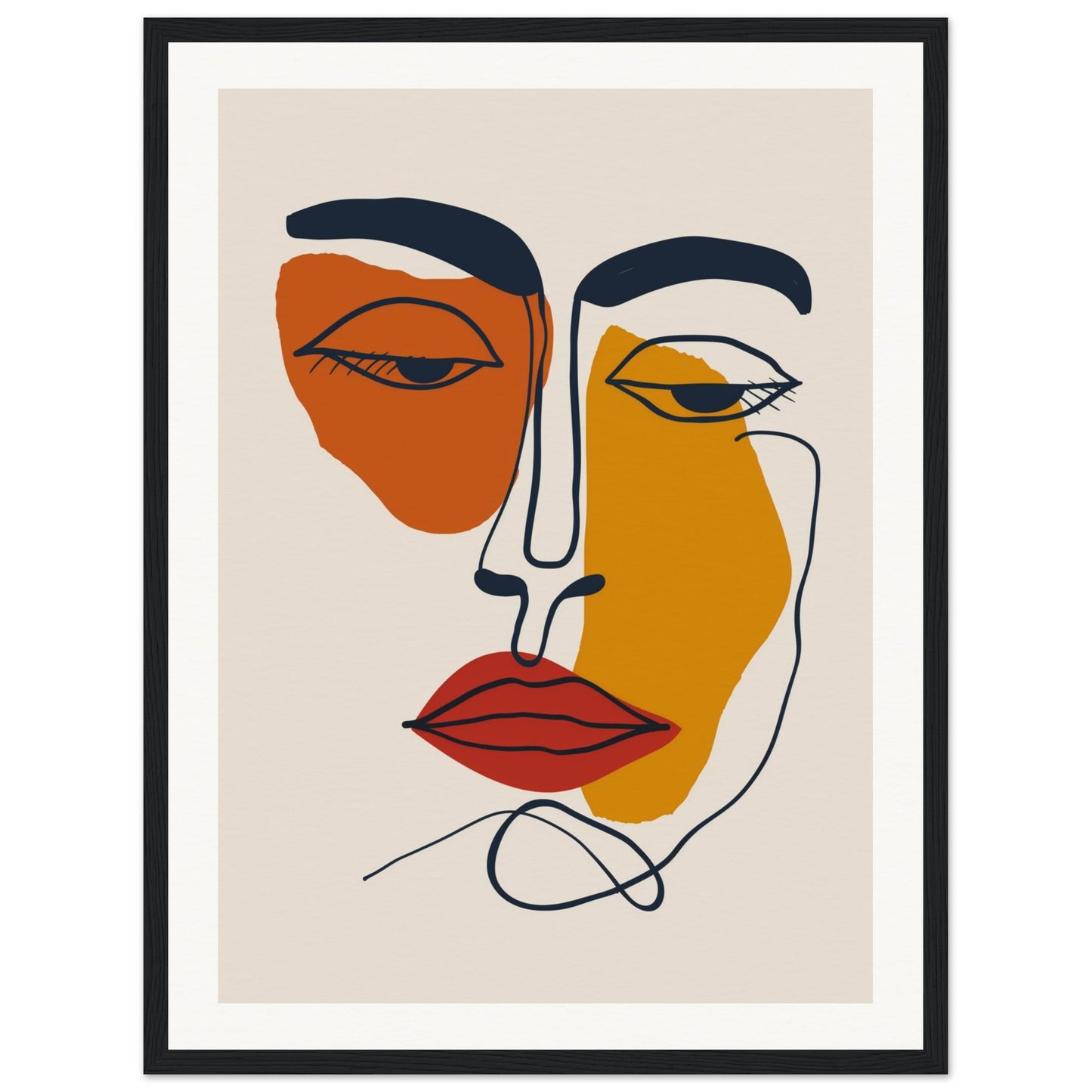 Poster Visage Abstrait ( 45x60-cm-18x24-Cadre-noir)