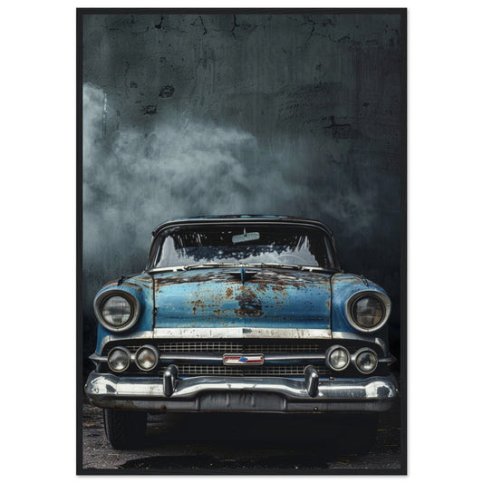 Poster Voiture Américaine ( 70x100-cm-Bois-noir)