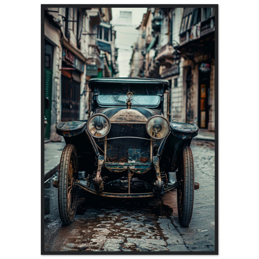 Poster Voiture Ancienne ( 70x100-cm-Bois-noir)