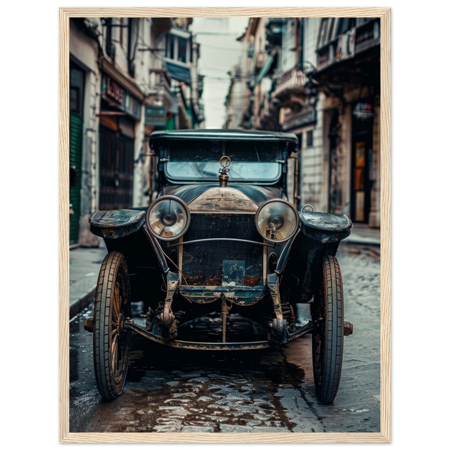 Poster Voiture Ancienne ( 45x60-cm-Bois-clair)