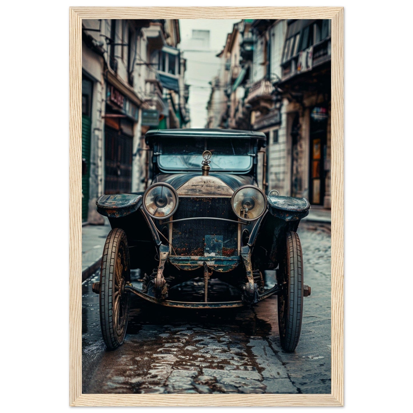 Poster Voiture Ancienne ( 30x45-cm-Bois-clair)