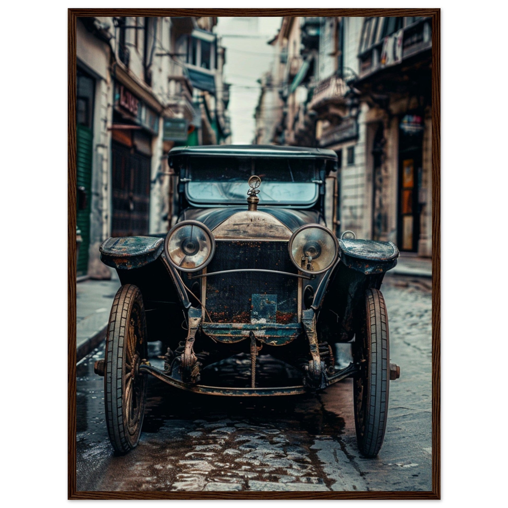 Poster Voiture Ancienne ( 60x80-cm-Bois-foncé)