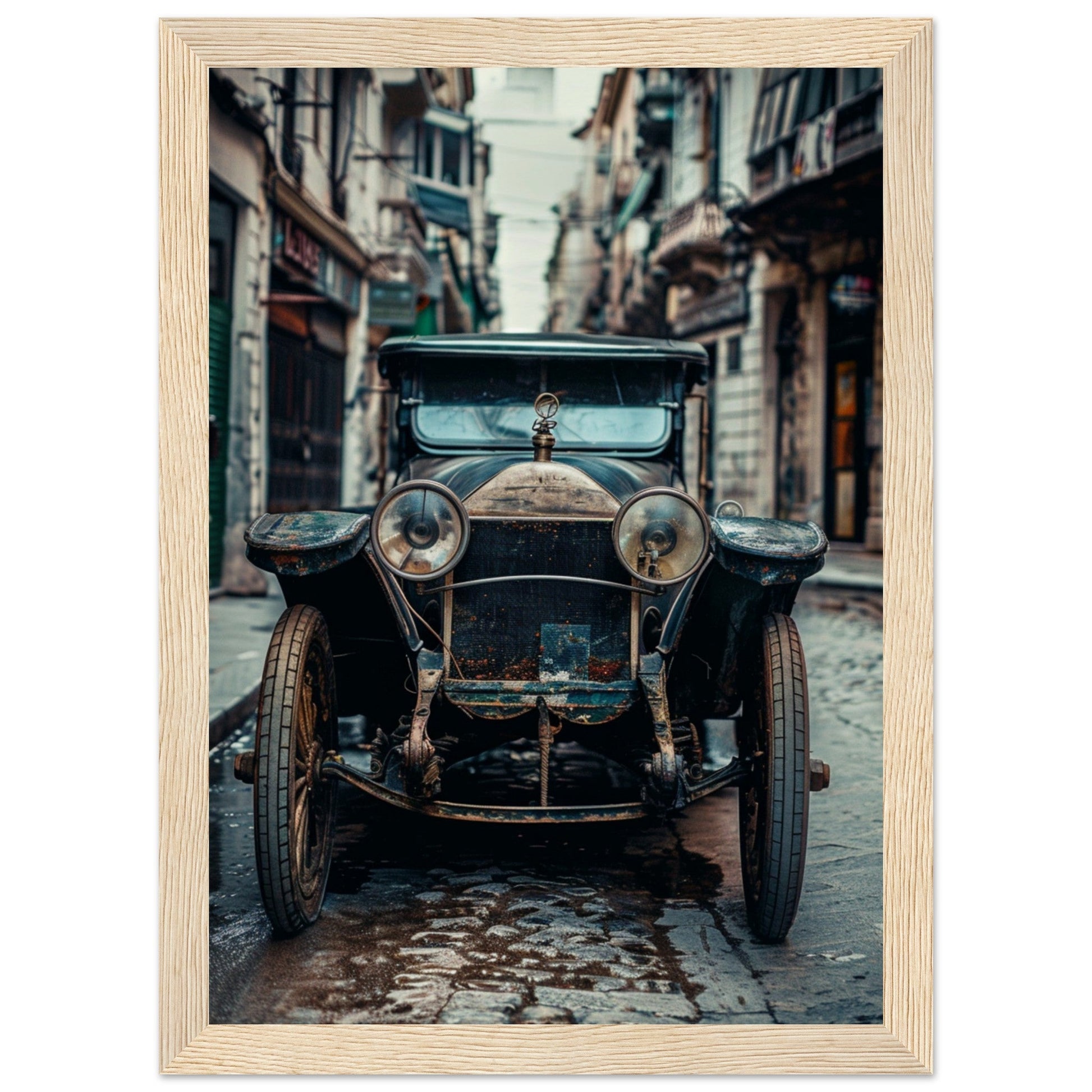 Poster Voiture Ancienne ( 21x29.7-cm-Bois-clair)