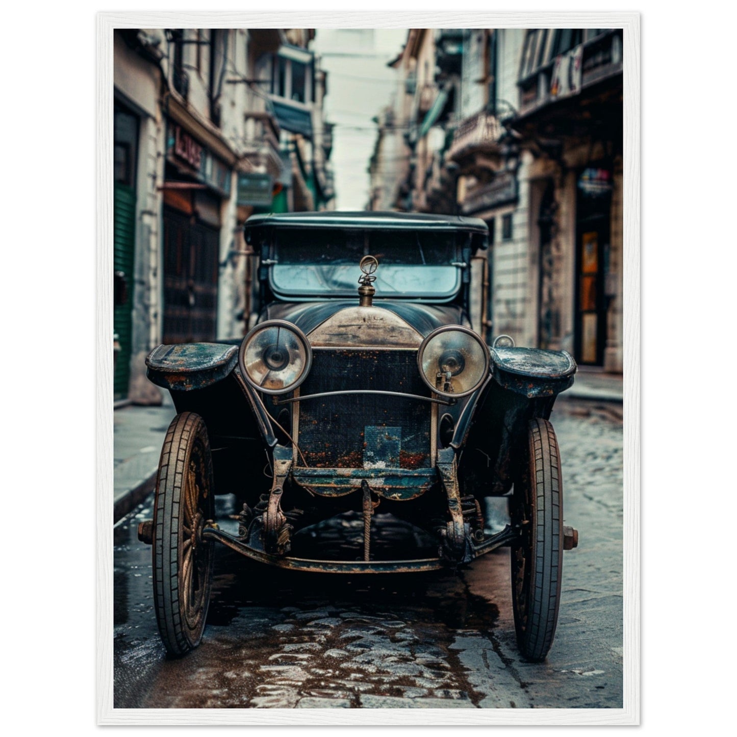 Poster Voiture Ancienne ( 45x60-cm-Bois-blanc)