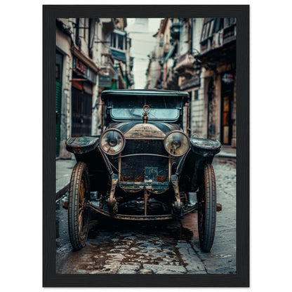 Poster Voiture Ancienne ( 21x29.7-cm-Bois-noir)