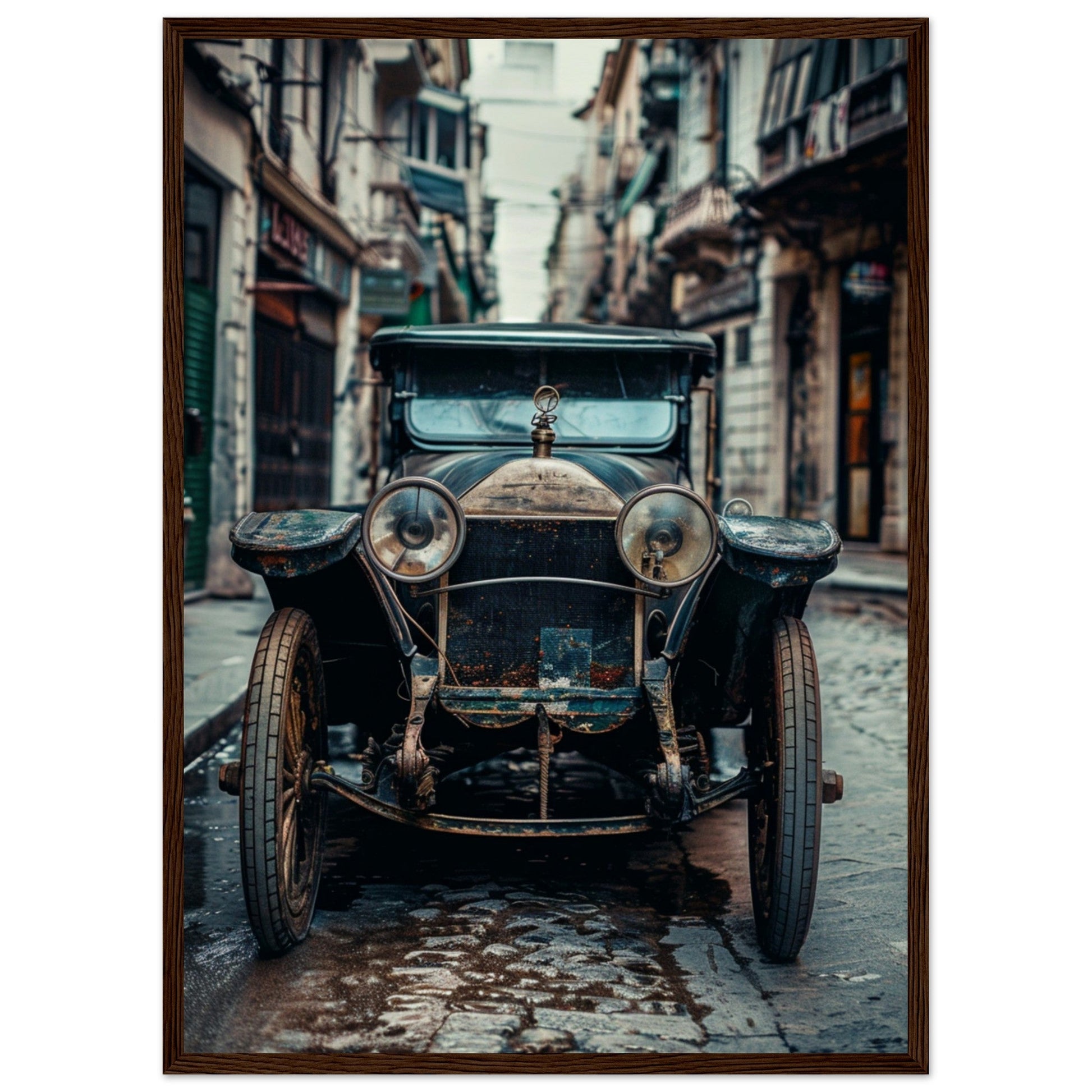 Poster Voiture Ancienne ( 50x70-cm-Bois-foncé)