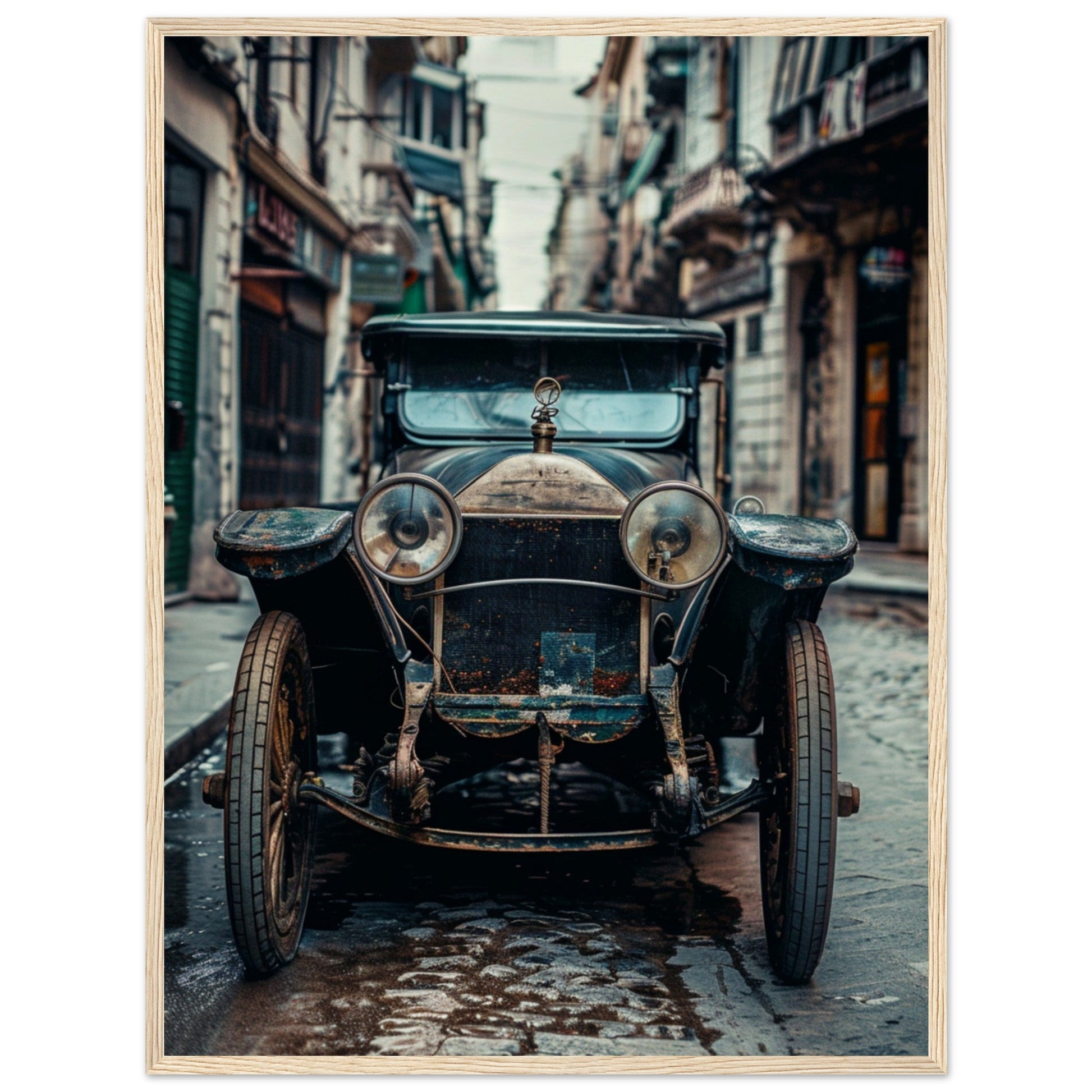 Poster Voiture Ancienne ( 60x80-cm-Bois-clair)