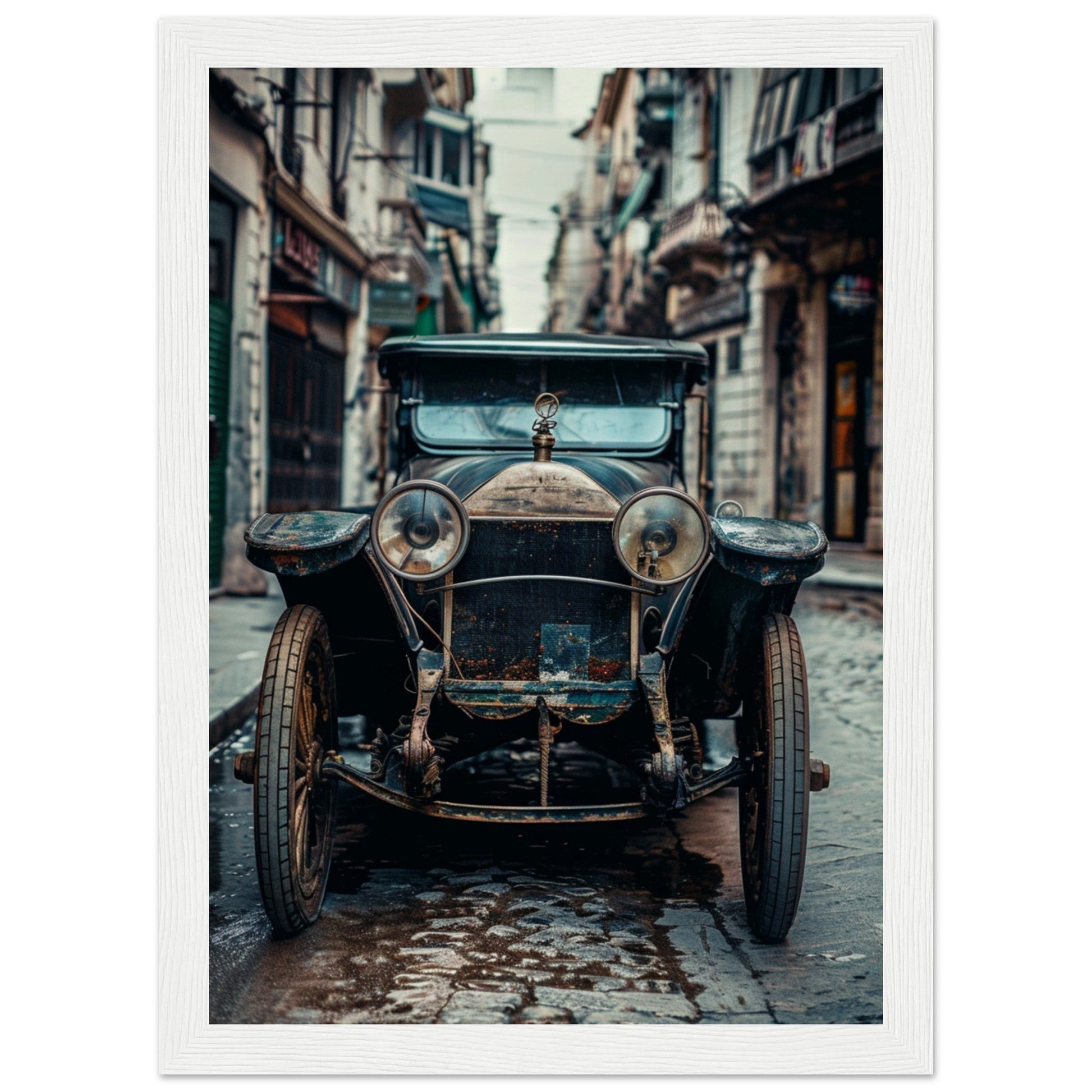 Poster Voiture Ancienne ( 21x29.7-cm-Bois-blanc)