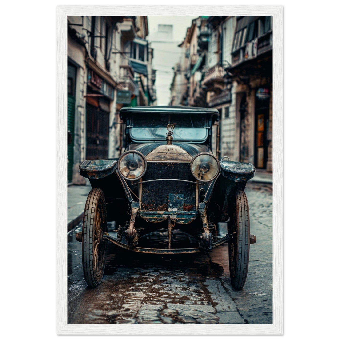 Poster Voiture Ancienne ( 30x45-cm-Bois-blanc)