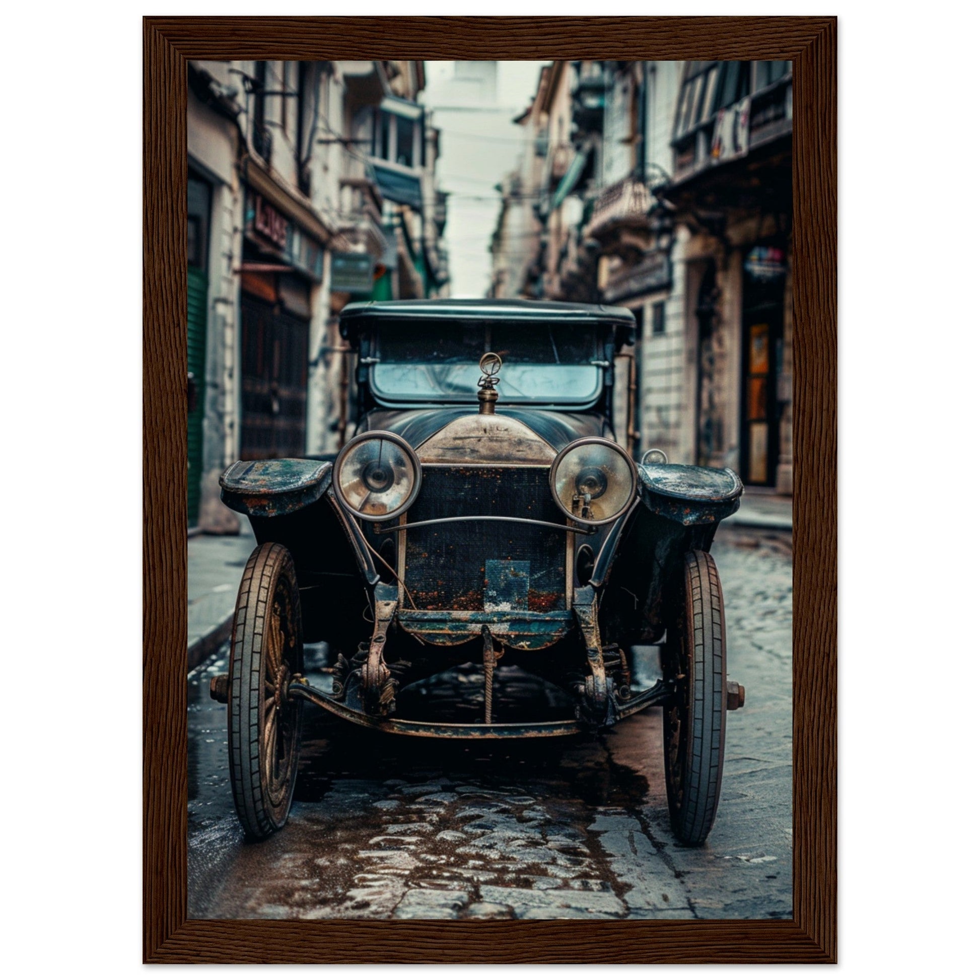 Poster Voiture Ancienne ( 21x29.7-cm-Bois-foncé)