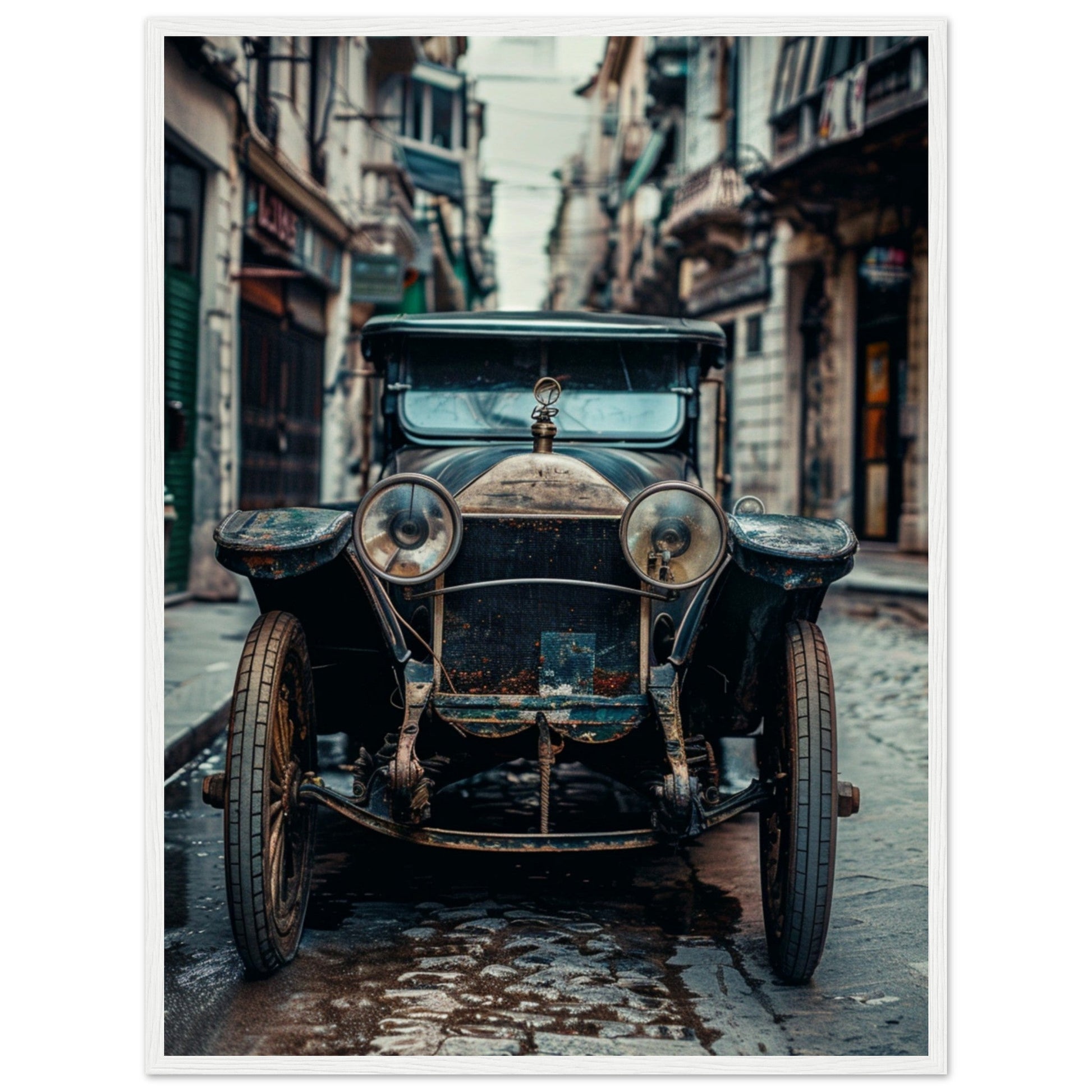 Poster Voiture Ancienne ( 60x80-cm-Bois-blanc)