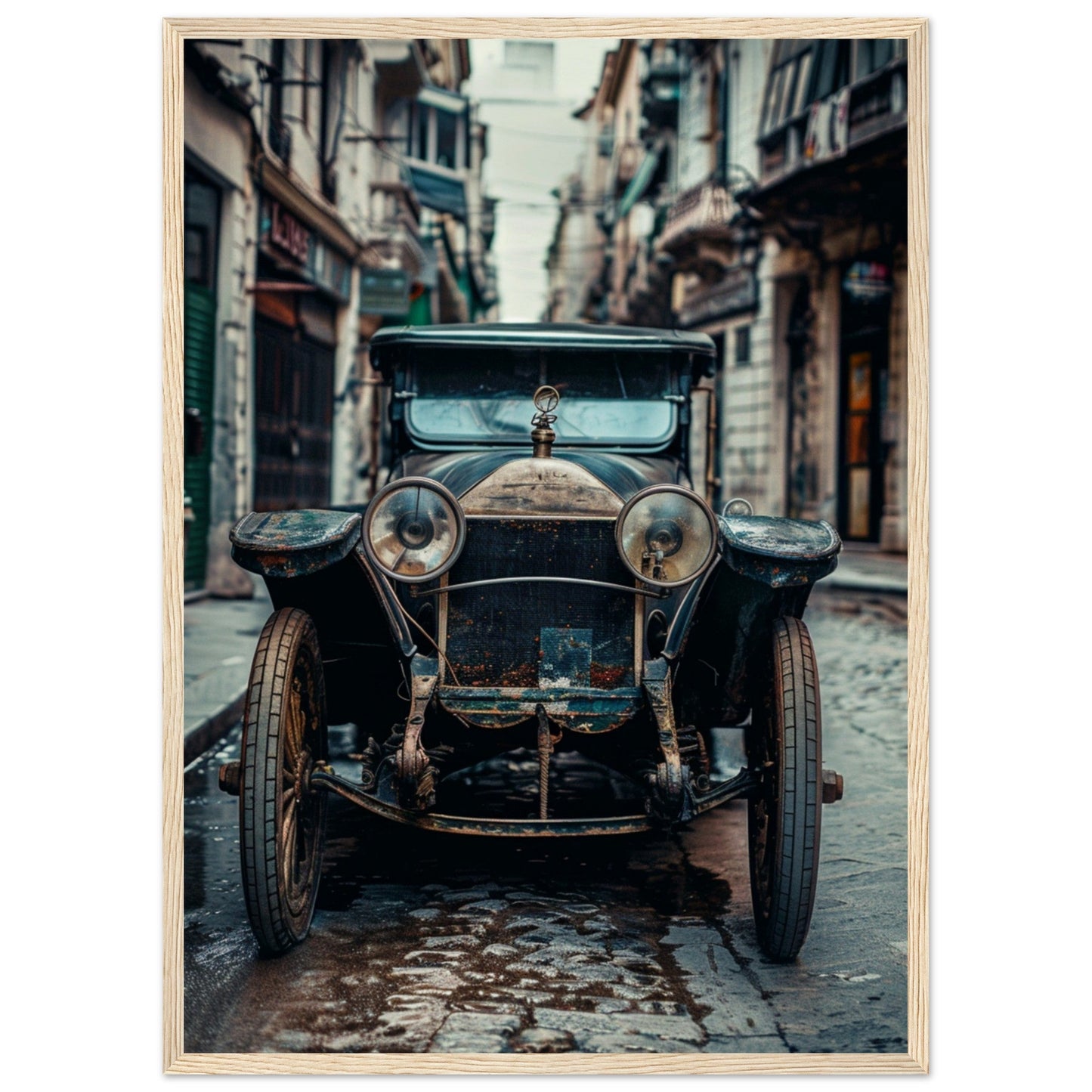 Poster Voiture Ancienne ( 50x70-cm-Bois-clair)