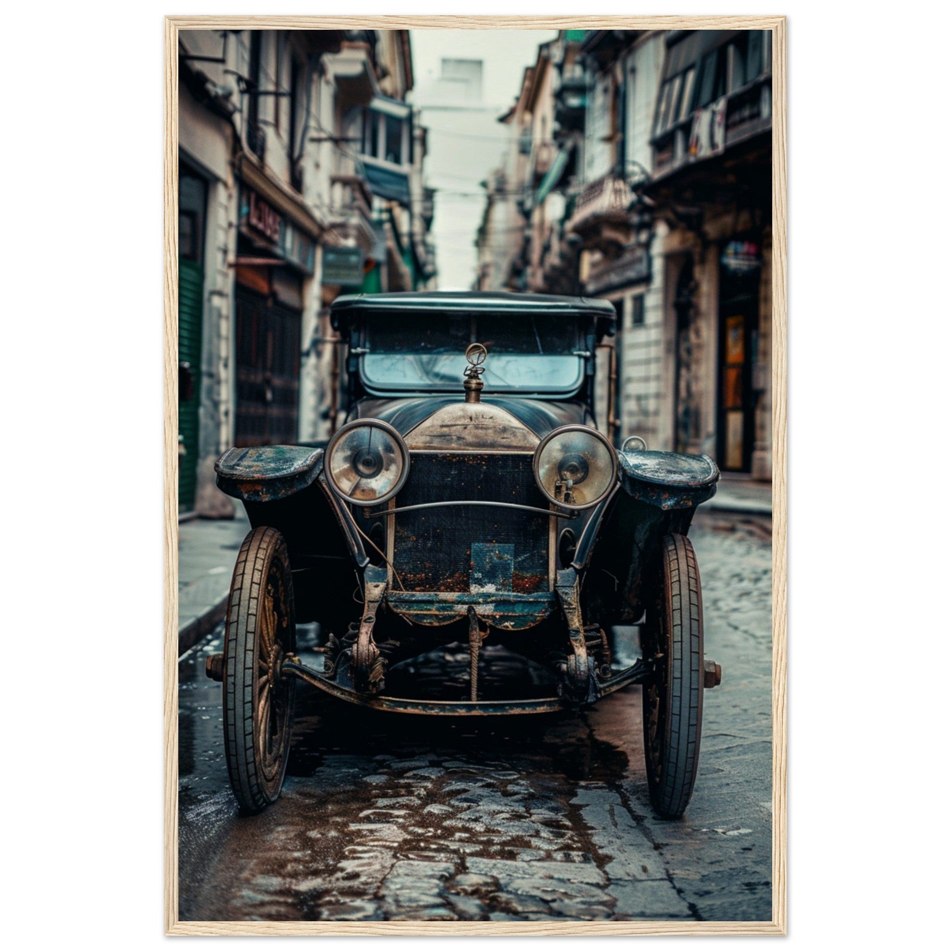 Poster Voiture Ancienne ( 60x90-cm-Bois-clair)