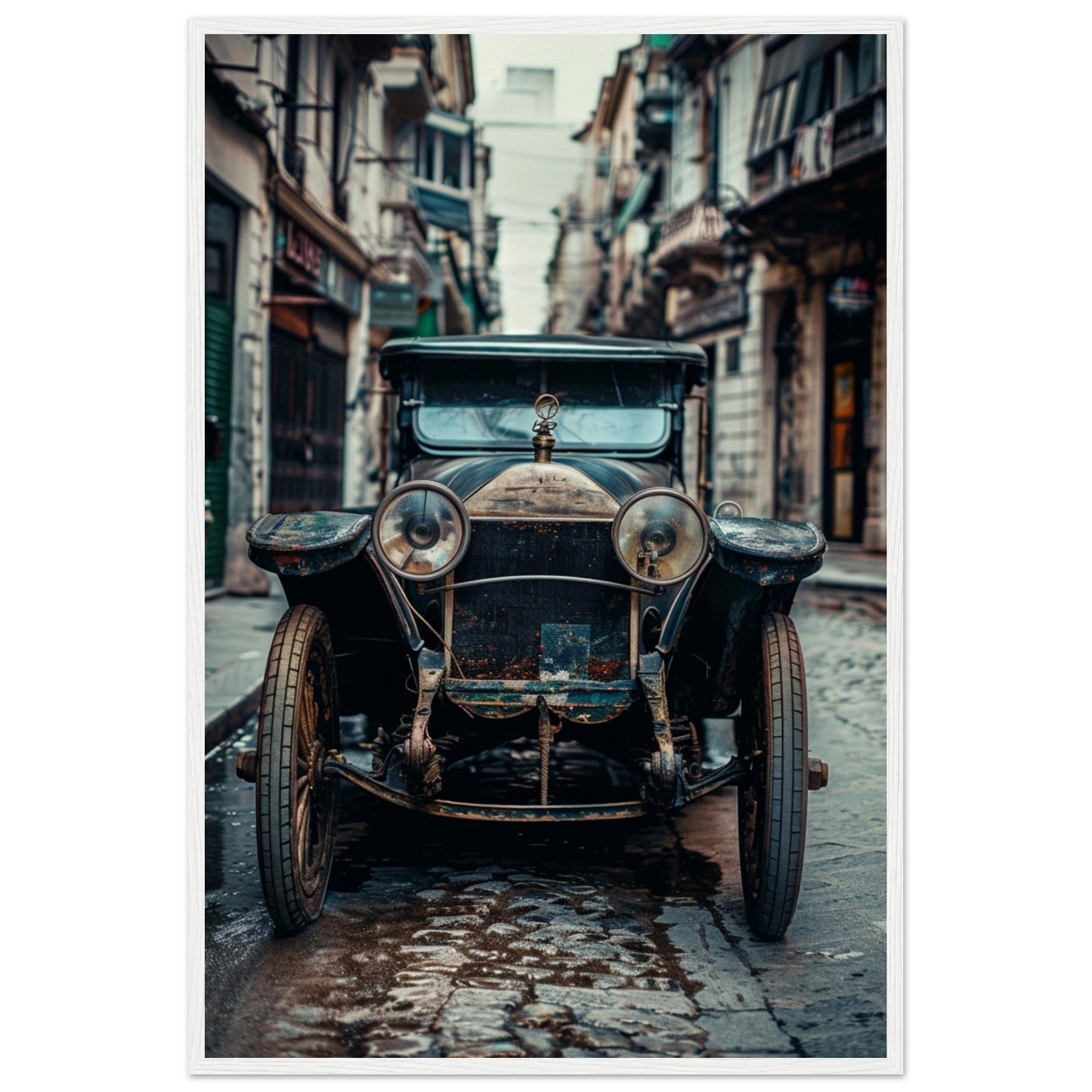 Poster Voiture Ancienne ( 60x90-cm-Bois-blanc)