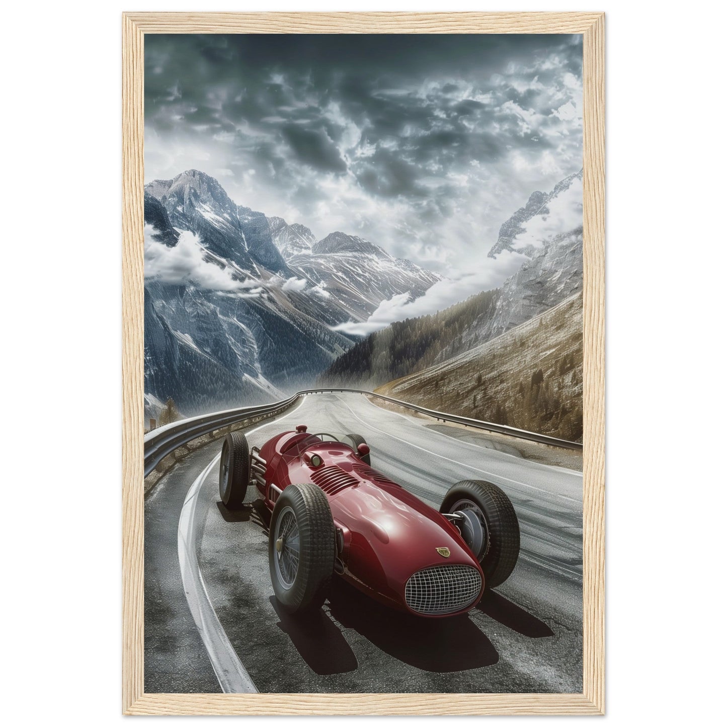 Poster Voiture De Course Ancienne ( 30x45-cm-Bois-clair)