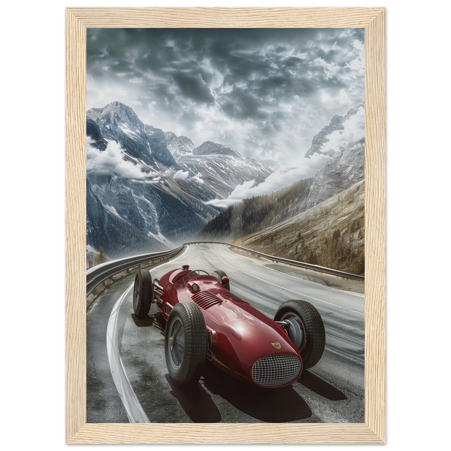 Poster Voiture De Course Ancienne ( 21x29.7-cm-Bois-clair)