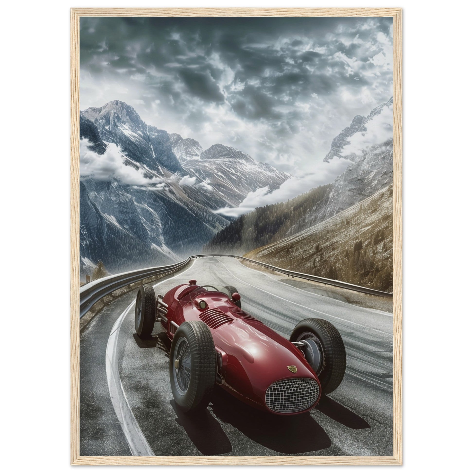 Poster Voiture De Course Ancienne ( 50x70-cm-Bois-clair)