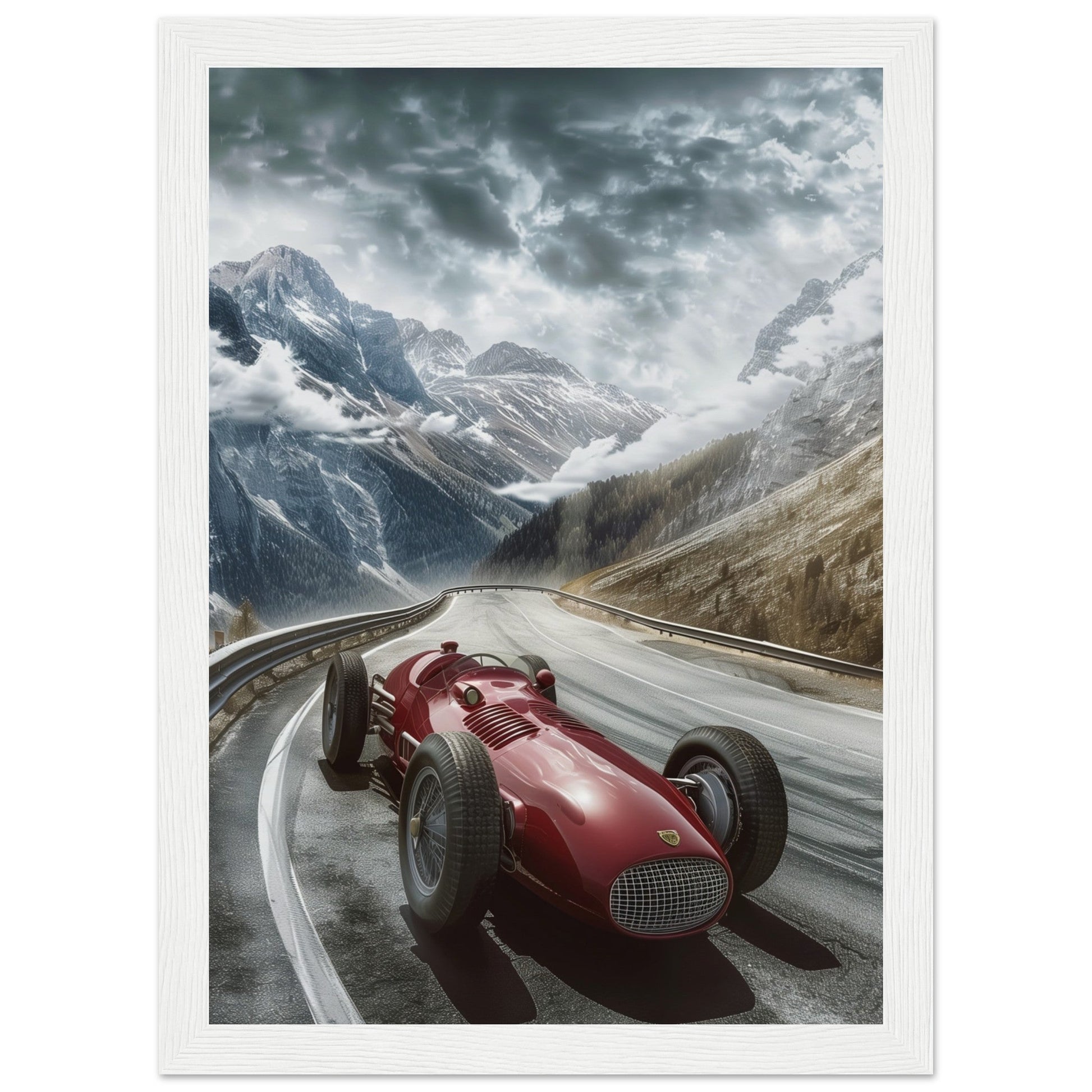 Poster Voiture De Course Ancienne ( 21x29.7-cm-Bois-blanc)