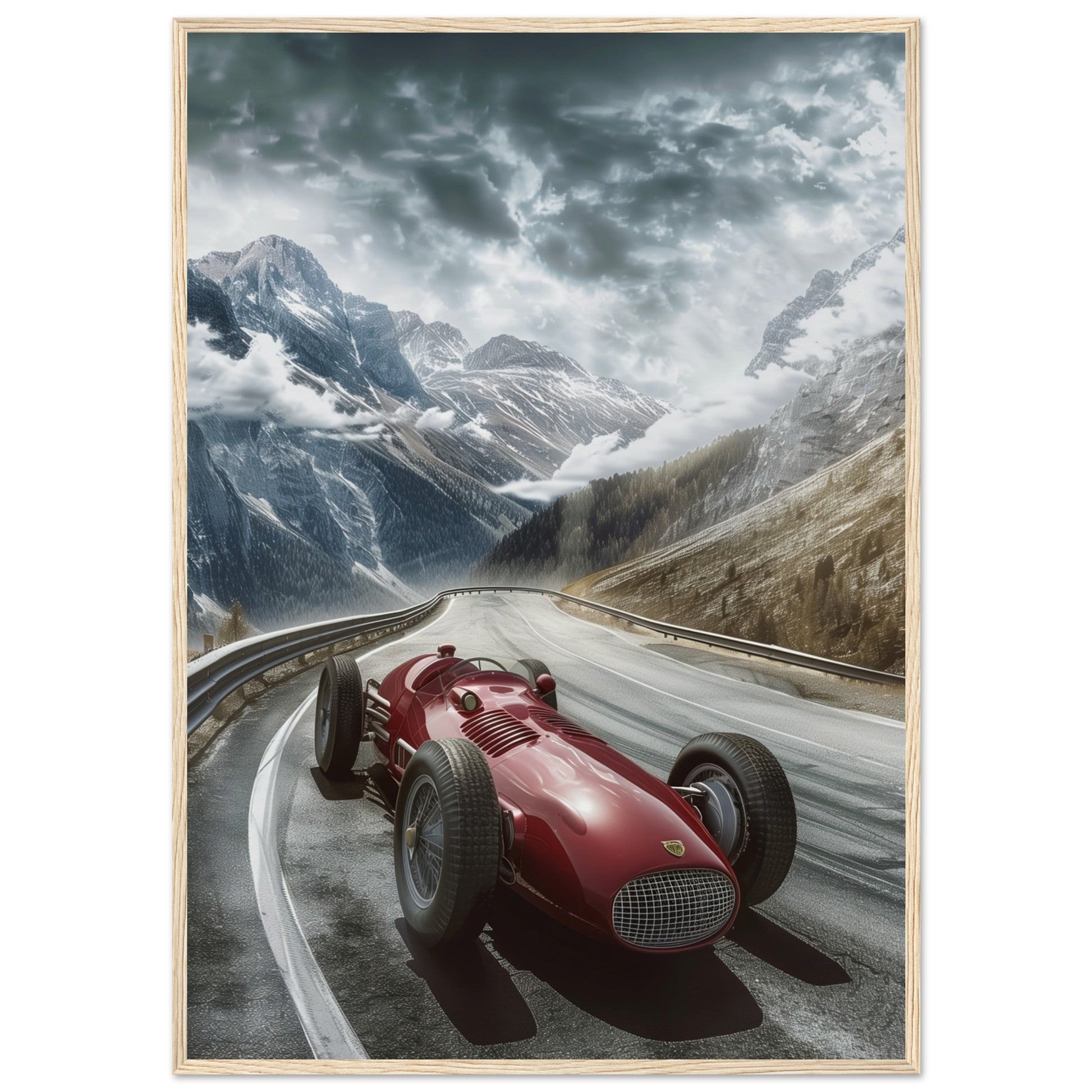 Poster Voiture De Course Ancienne ( 70x100-cm-Bois-clair)