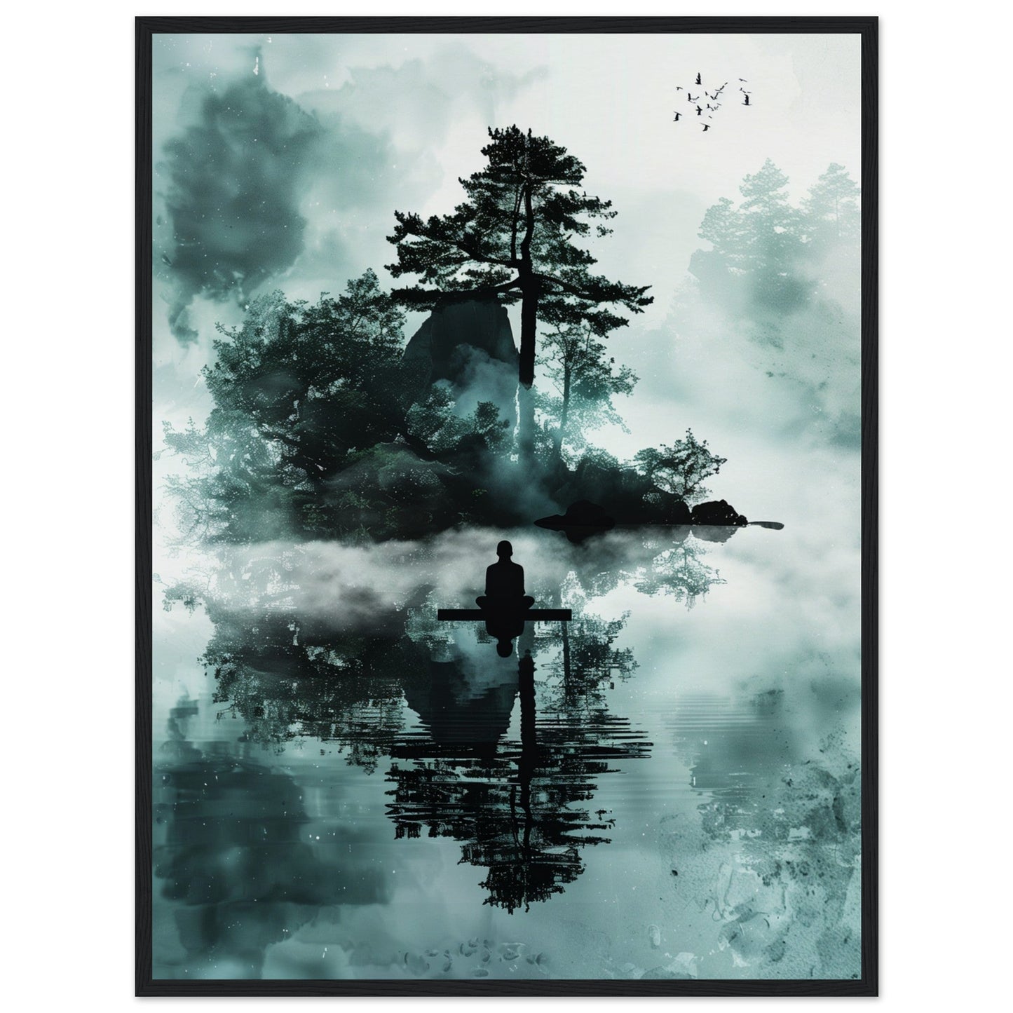 Poster Zen Attitude ( 60x80-cm-Bois-noir)