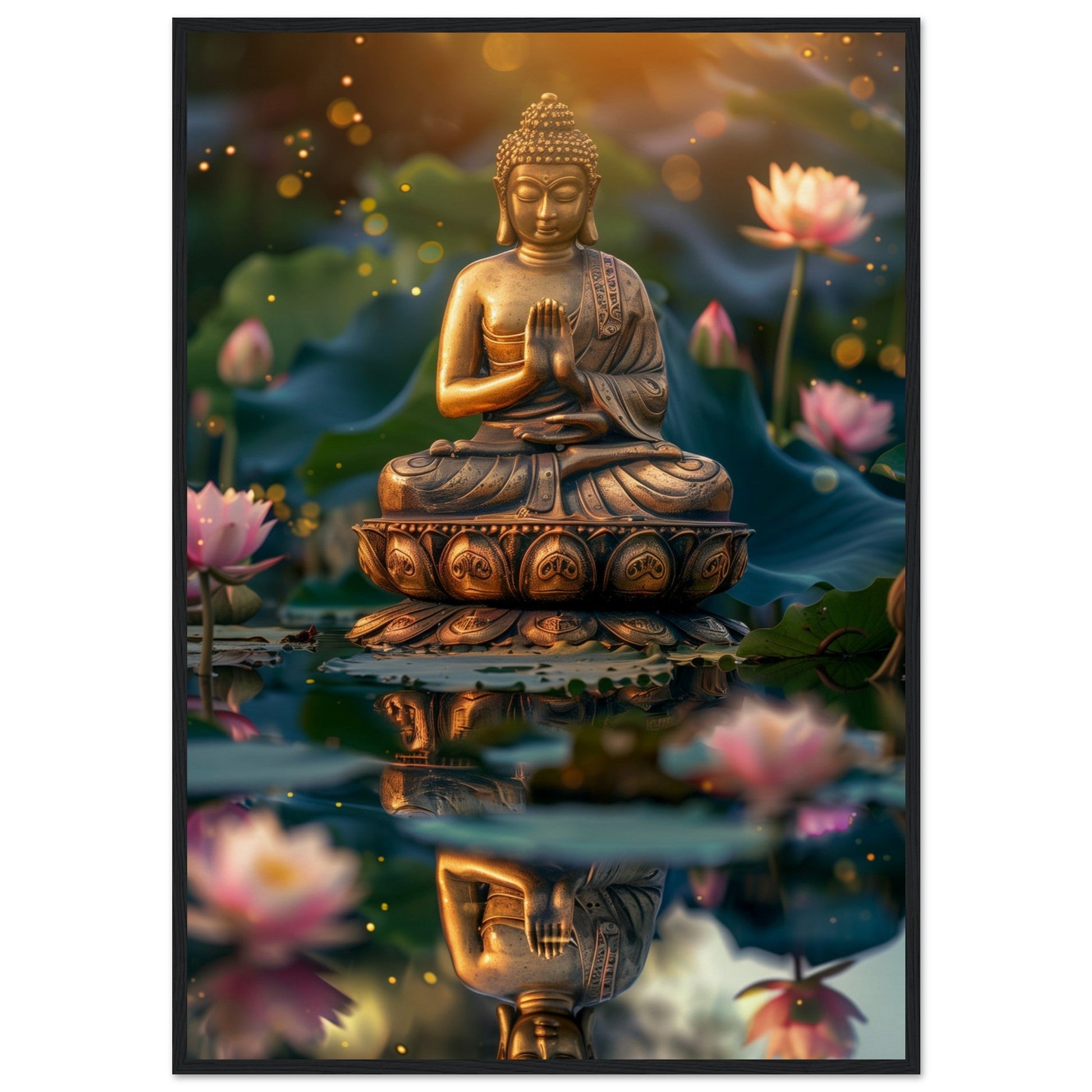 Poster Zen Chambre ( 70x100-cm-Bois-noir)