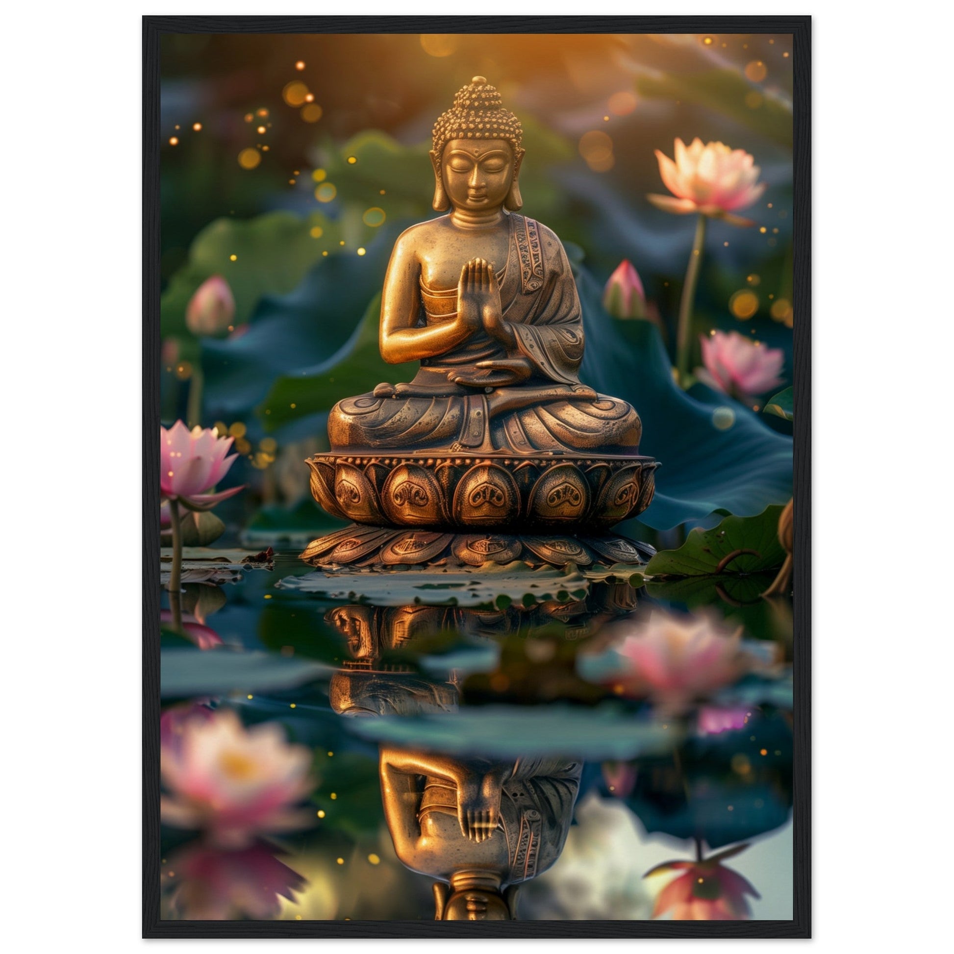 Poster Zen Chambre ( 50x70-cm-Bois-noir)