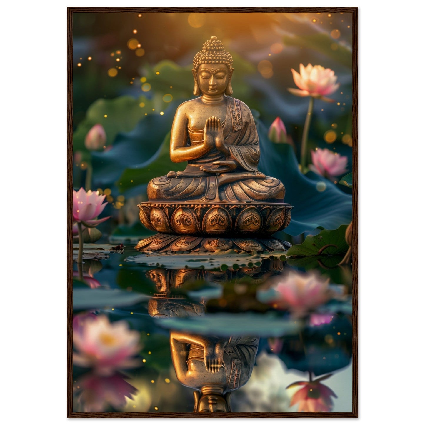 Poster Zen Chambre ( 70x100-cm-Bois-foncé)