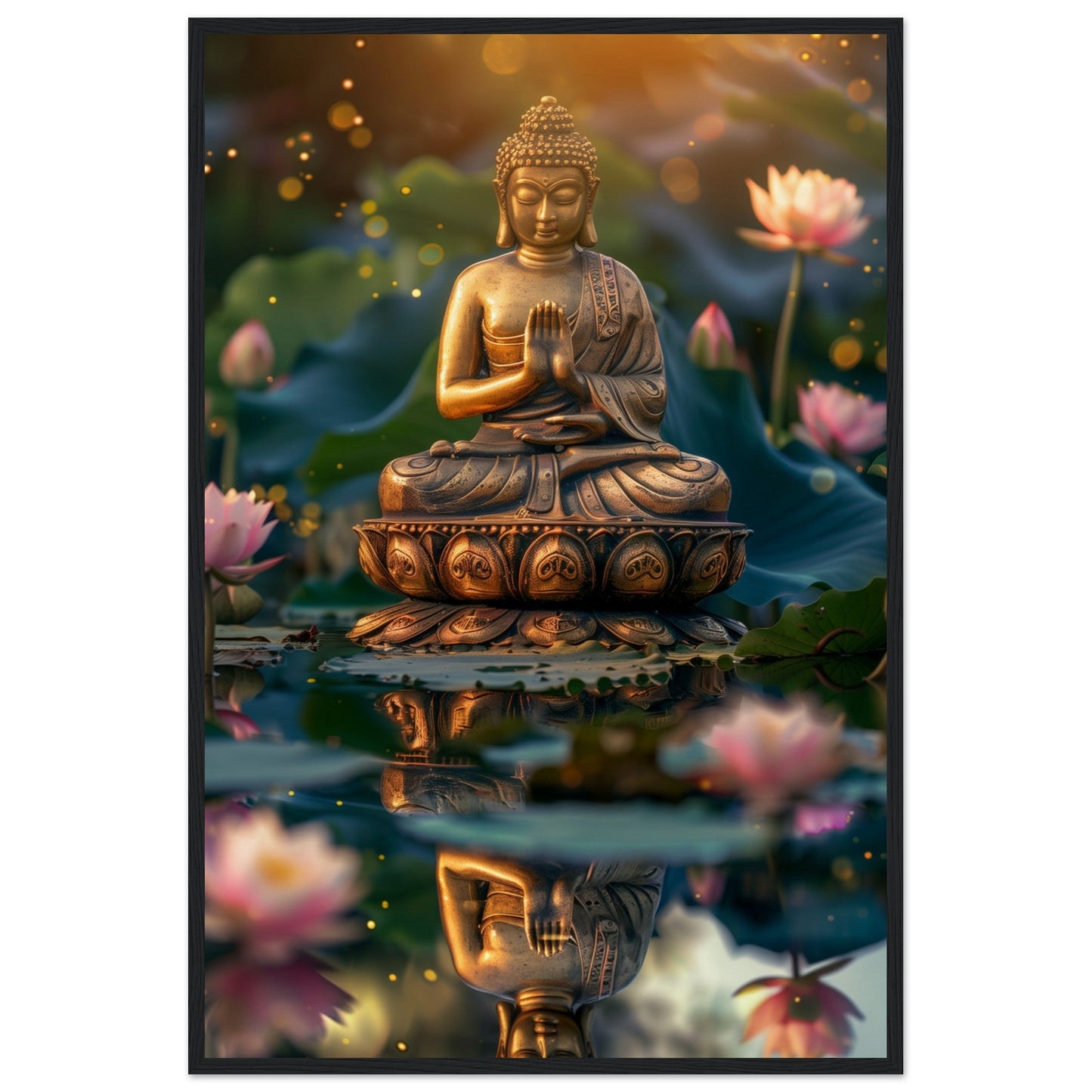 Poster Zen Chambre ( 60x90-cm-Bois-noir)