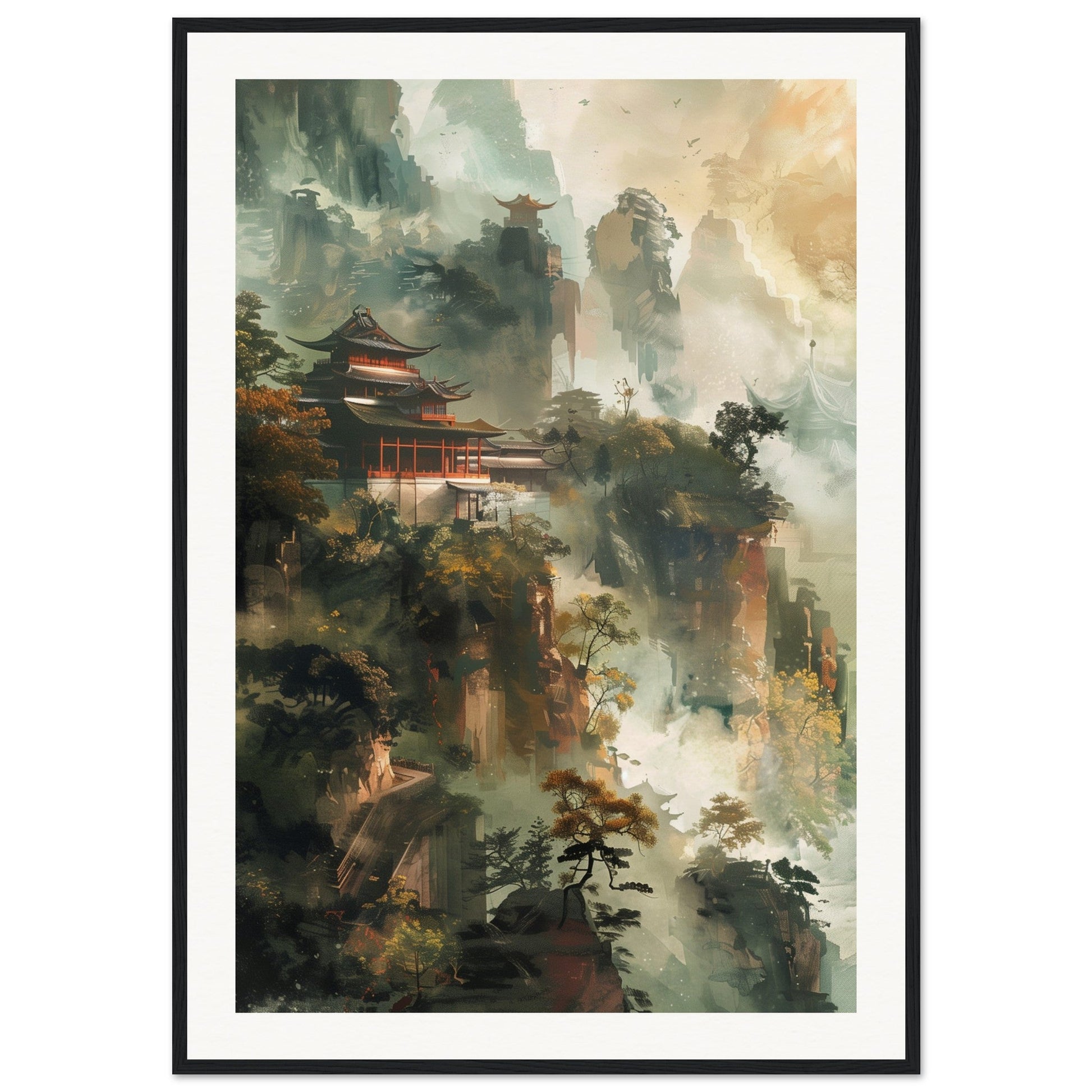 Poster d'Art Chinois ( 70x100-cm-Bois-noir)