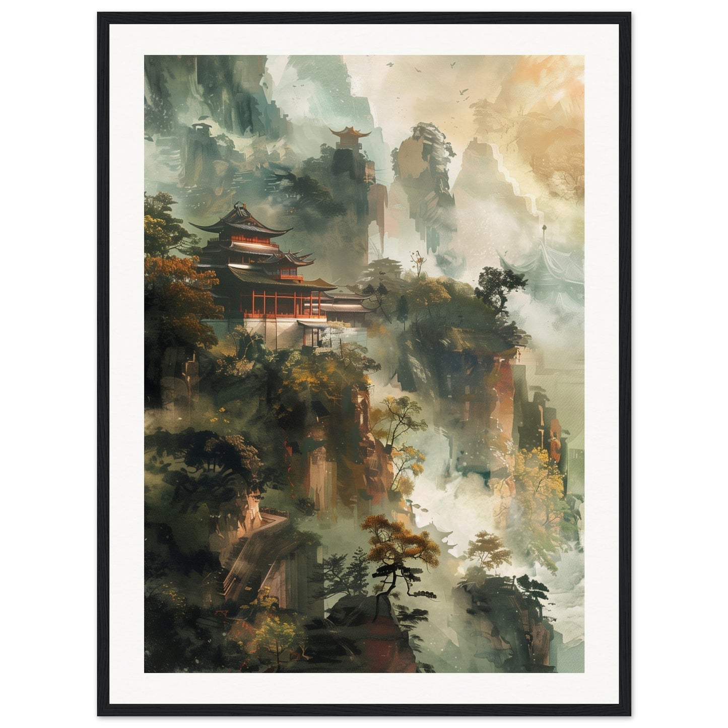 Poster d'Art Chinois ( 60x80-cm-Bois-noir)