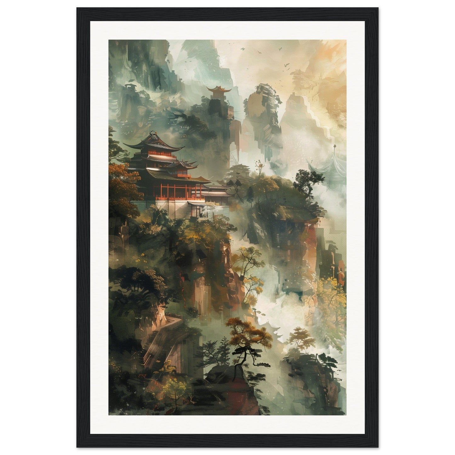 Poster d'Art Chinois ( 30x45-cm-Bois-noir)