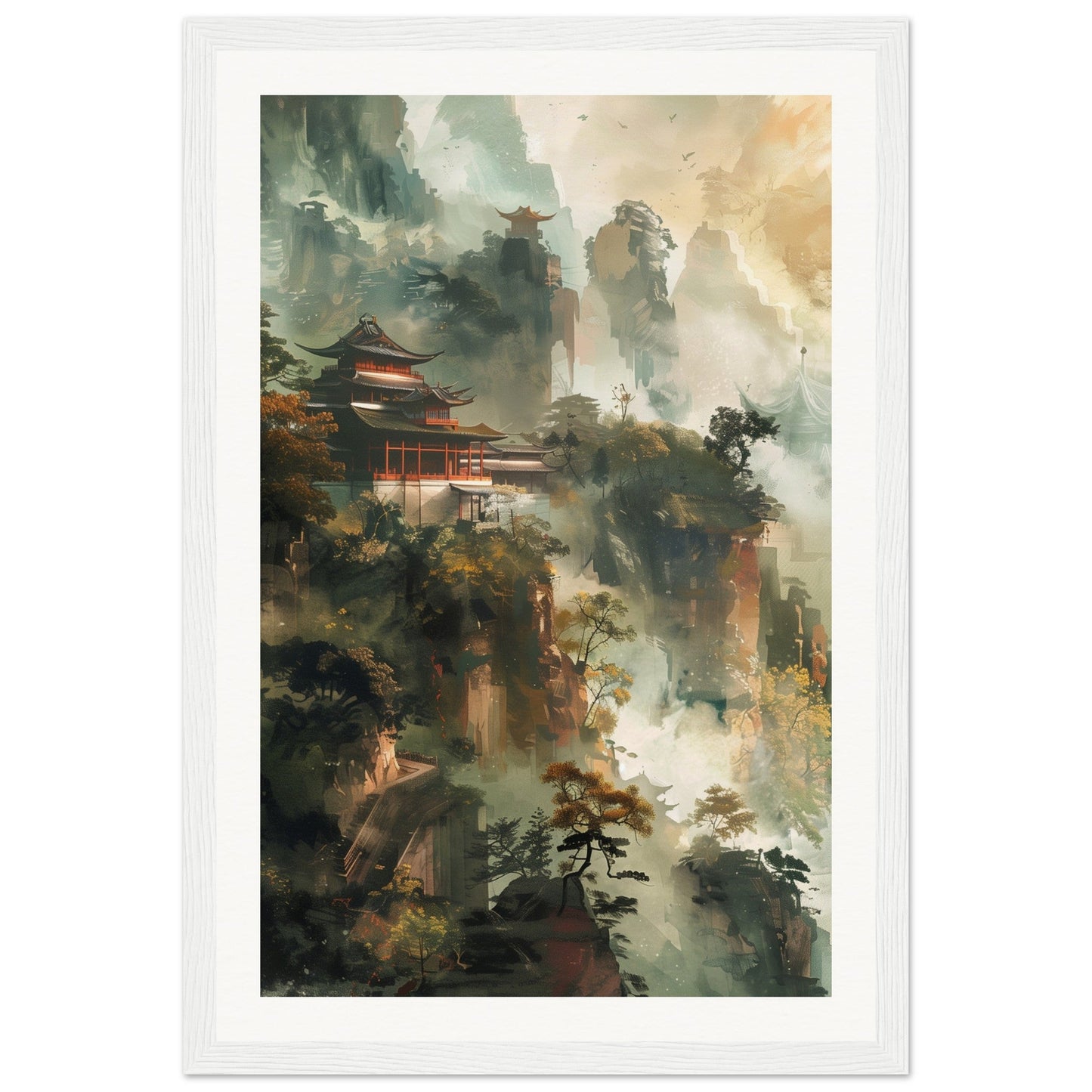 Poster d'Art Chinois ( 30x45-cm-Bois-blanc)