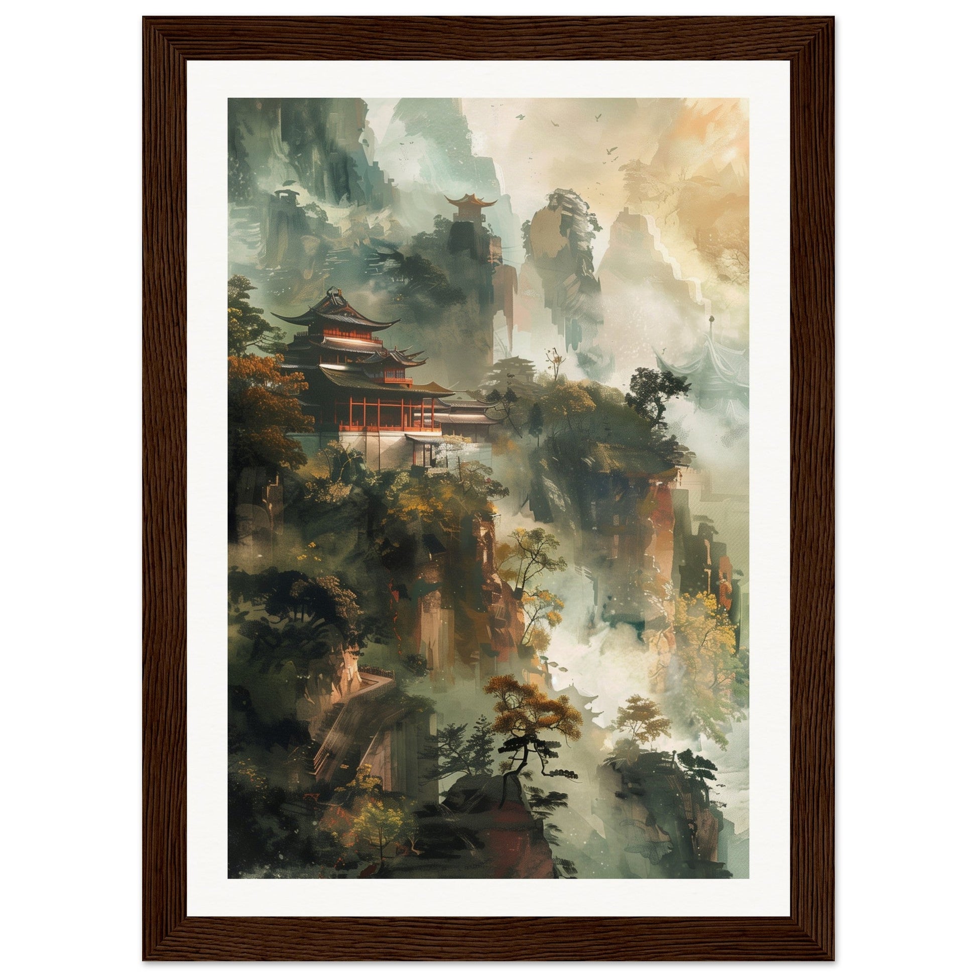 Poster d'Art Chinois ( 21x29.7-cm-Bois-foncé)