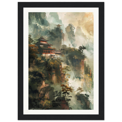 Poster d'Art Chinois ( 21x29.7-cm-Bois-noir)