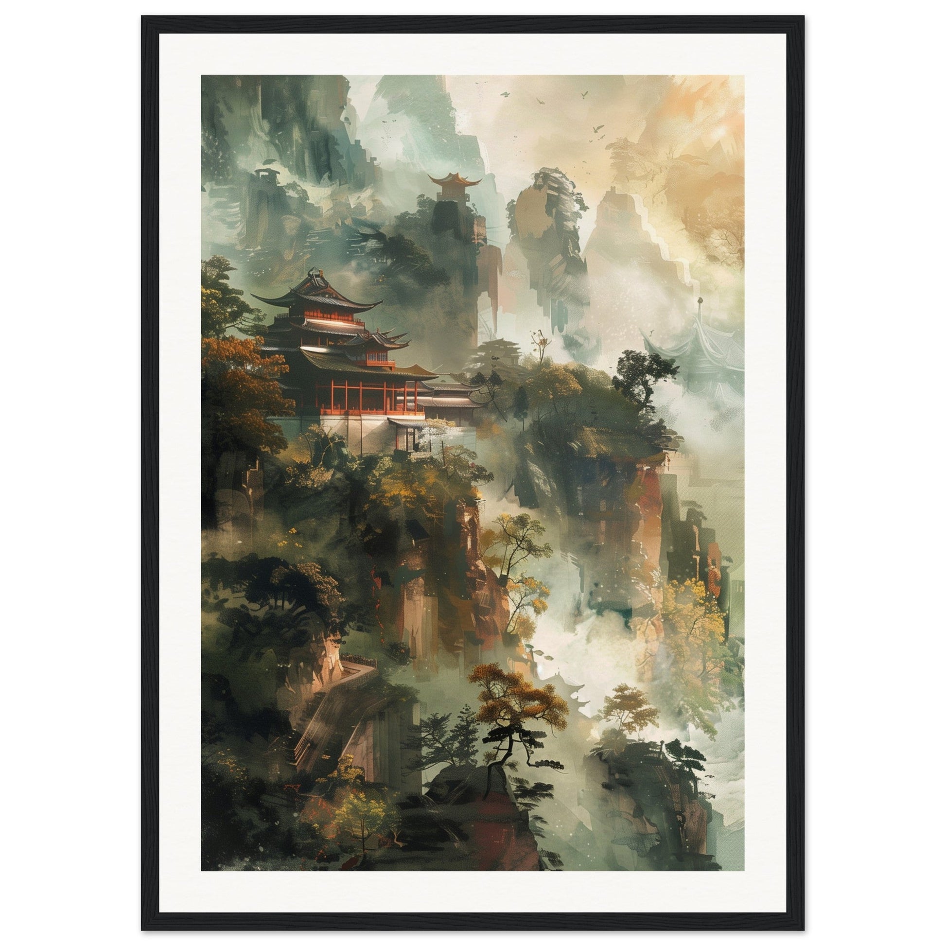 Poster d'Art Chinois ( 50x70-cm-Bois-noir)