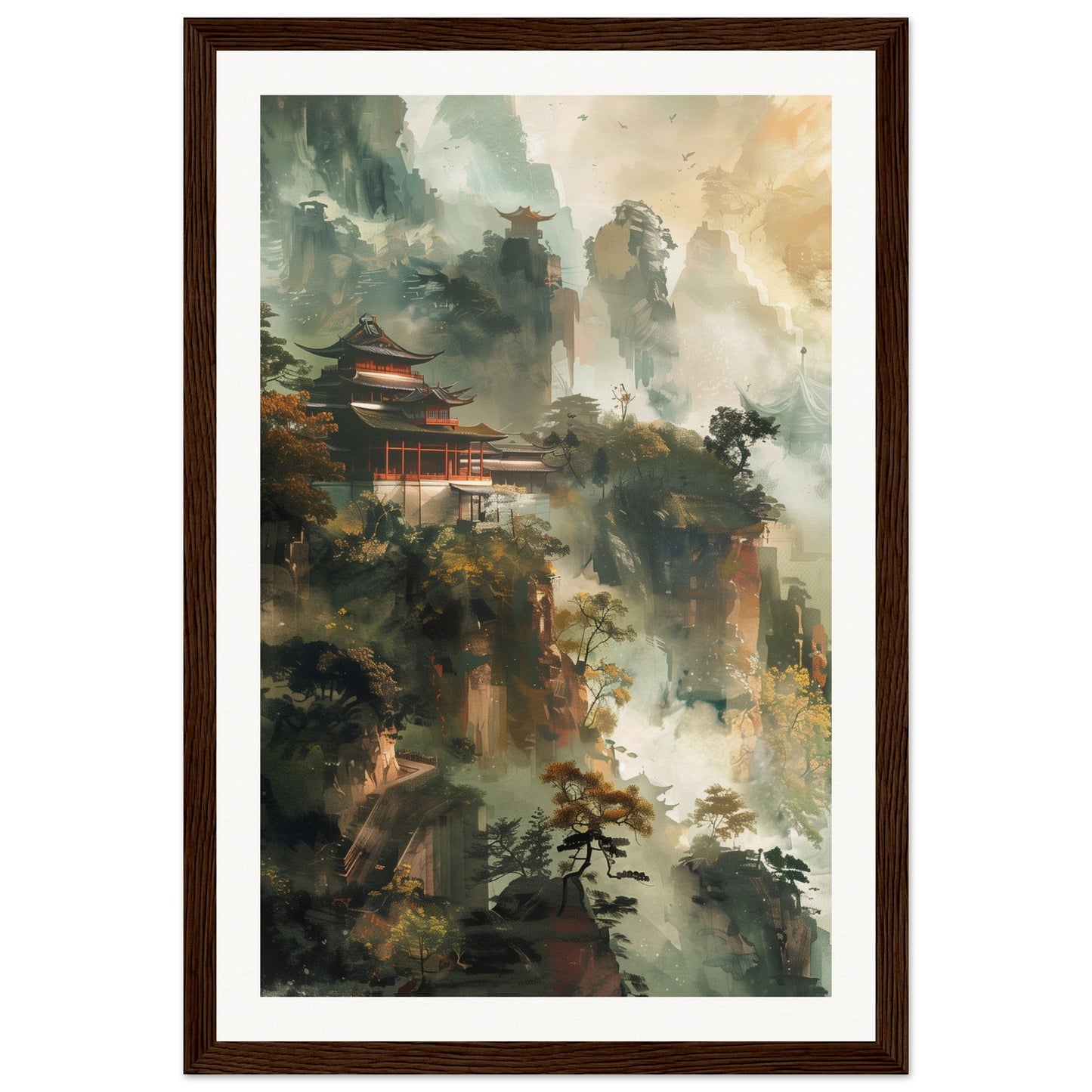 Poster d'Art Chinois ( 30x45-cm-Bois-foncé)