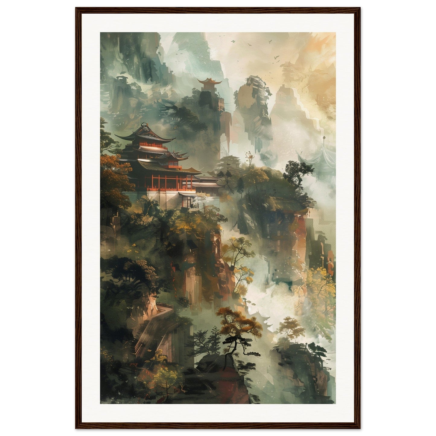 Poster d'Art Chinois ( 60x90-cm-Bois-foncé)