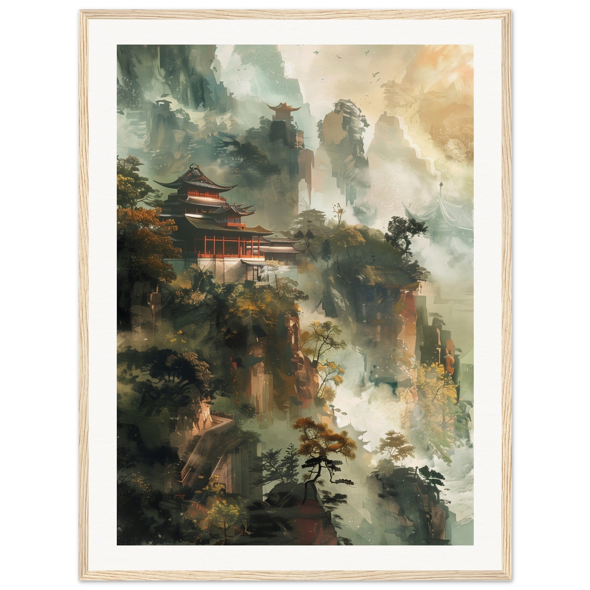 Poster d'Art Chinois ( 60x80-cm-Bois-clair)