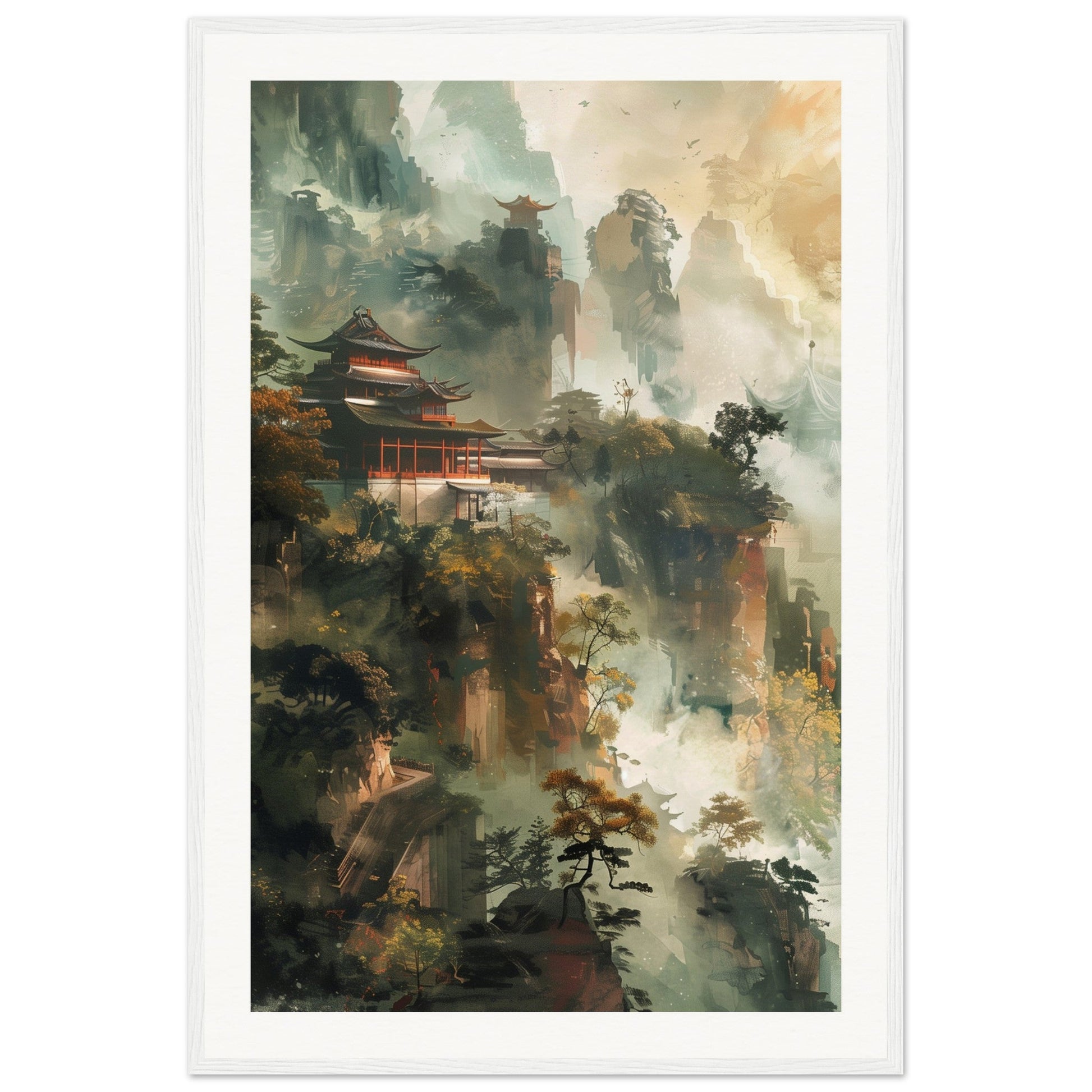 Poster d'Art Chinois ( 60x90-cm-Bois-blanc)