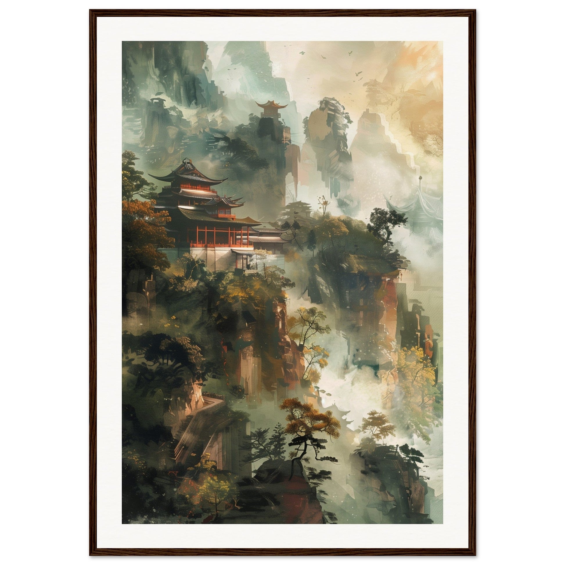 Poster d'Art Chinois ( 70x100-cm-Bois-foncé)