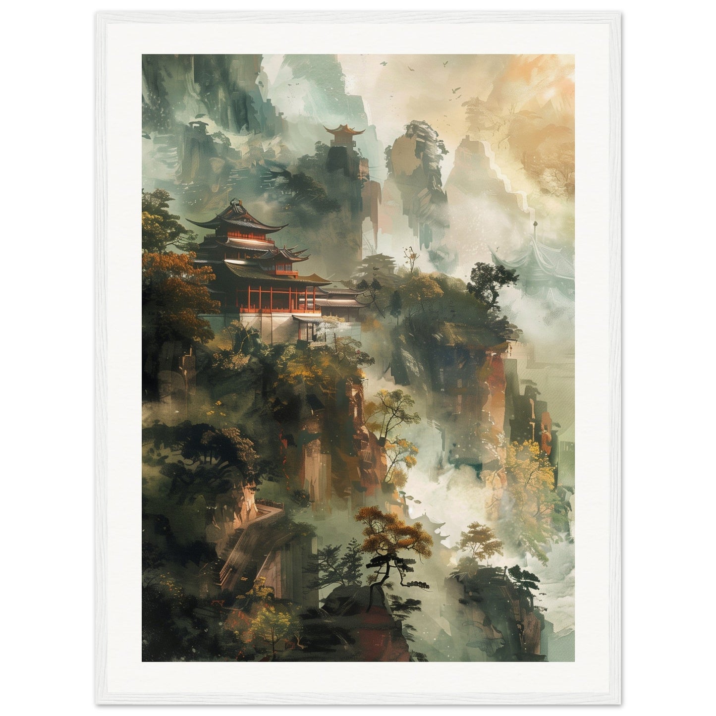 Poster d'Art Chinois ( 60x80-cm-Bois-blanc)