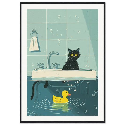 Poster pour Salle de Bain ( 70x100-cm-Bois-noir)