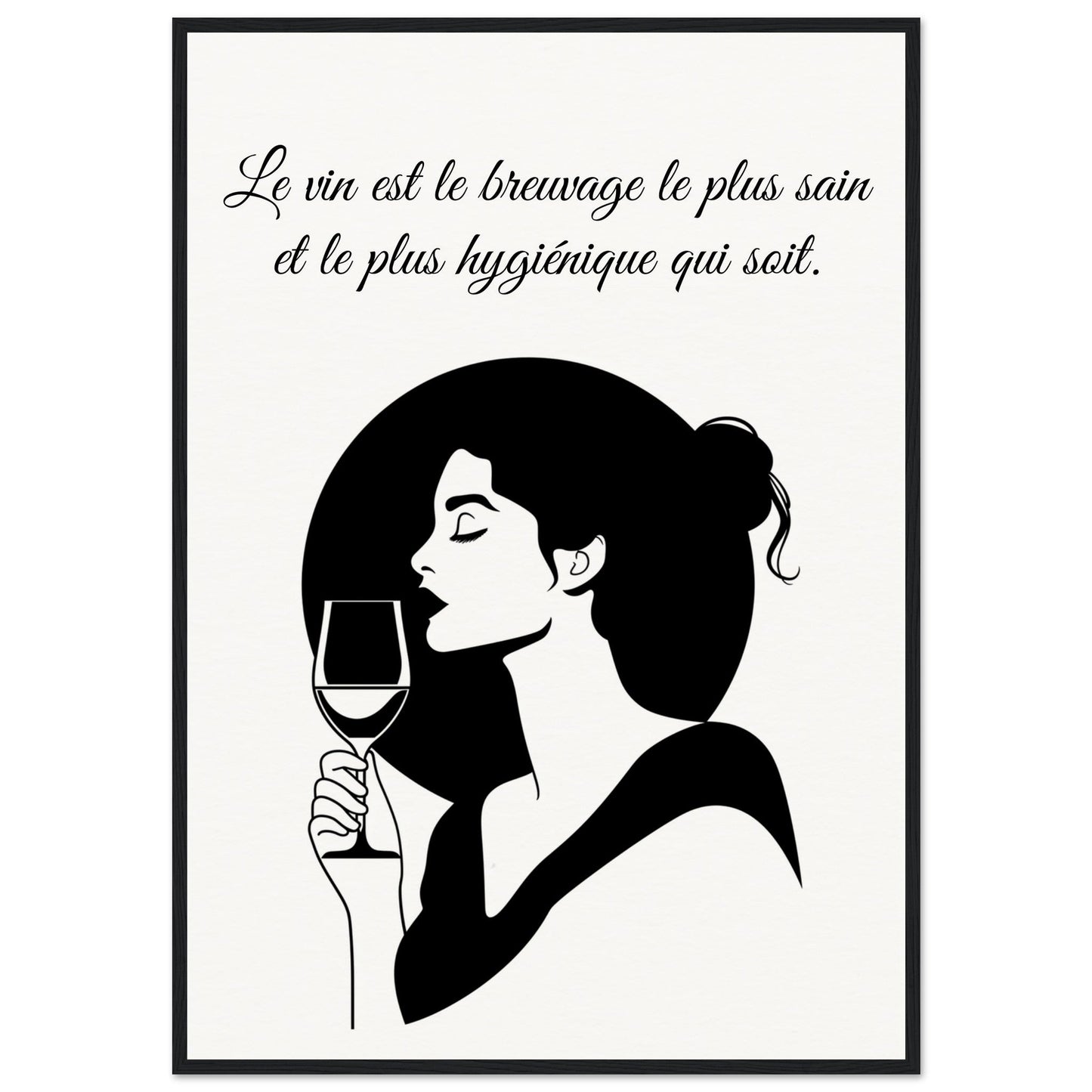 Poster sur le Vin ( 70x100-cm-Bois-noir)