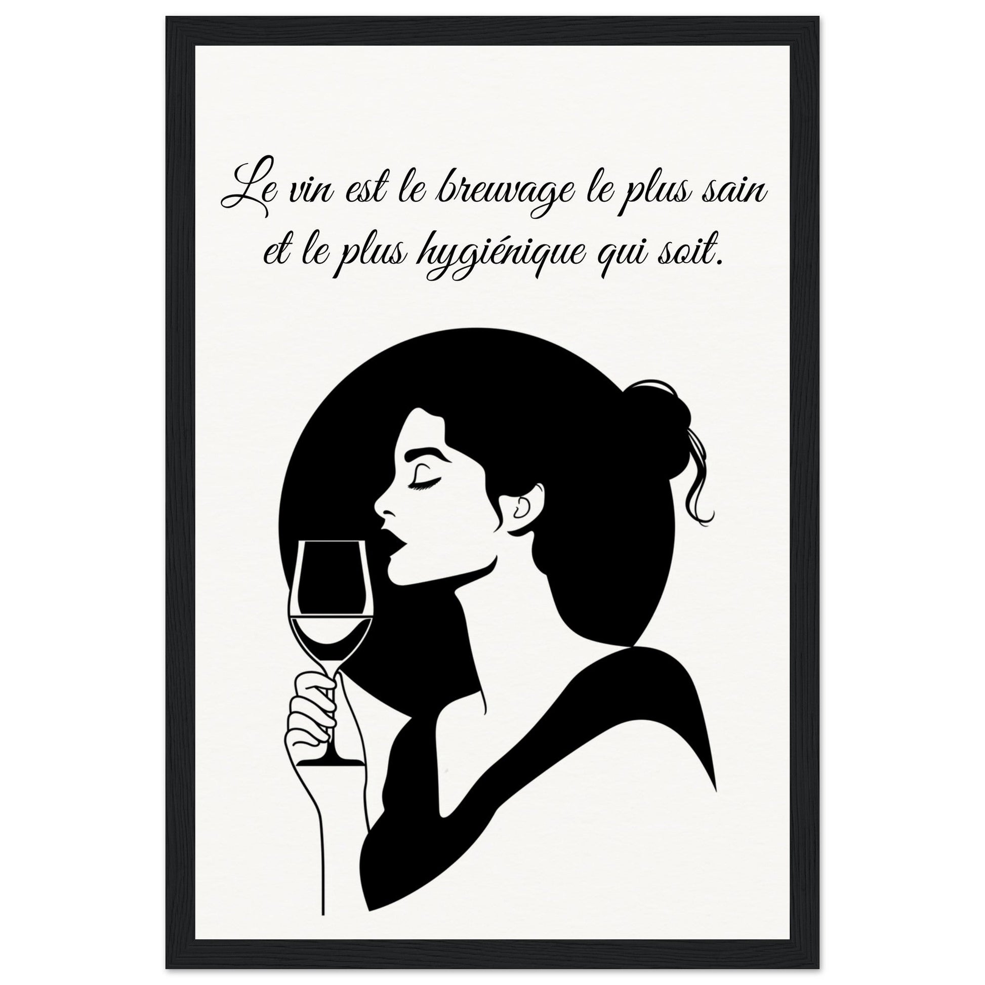 Poster sur le Vin ( 30x45-cm-Bois-noir)