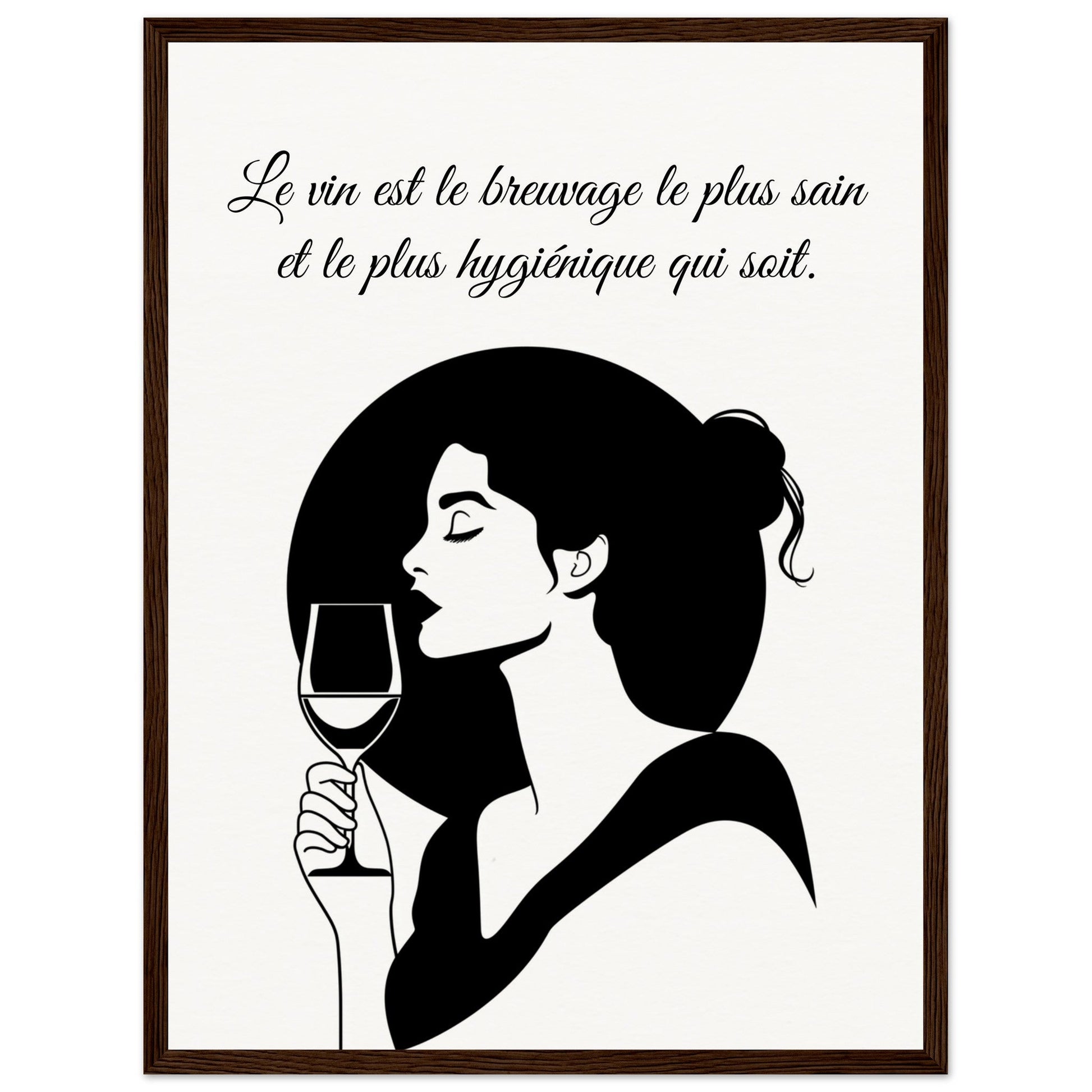 Poster sur le Vin ( 45x60-cm-Bois-foncé)