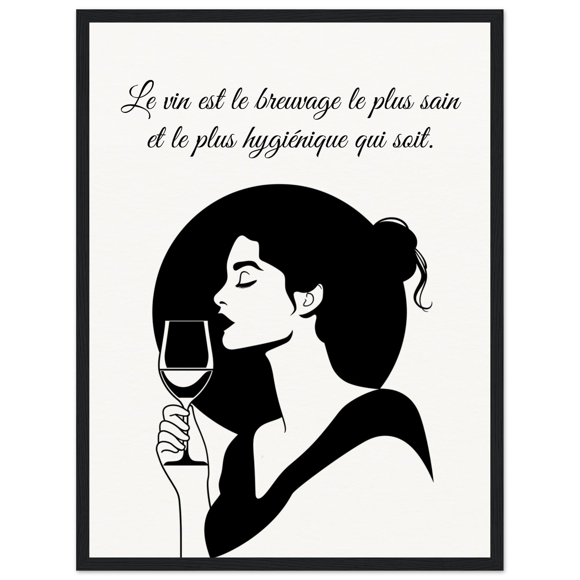 Poster sur le Vin ( 45x60-cm-Bois-noir)