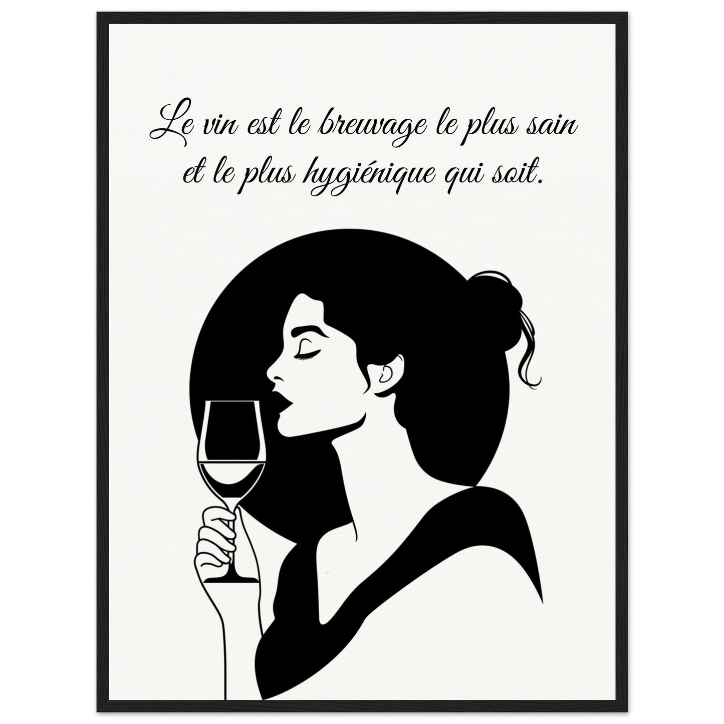 Poster sur le Vin ( 60x80-cm-Bois-noir)