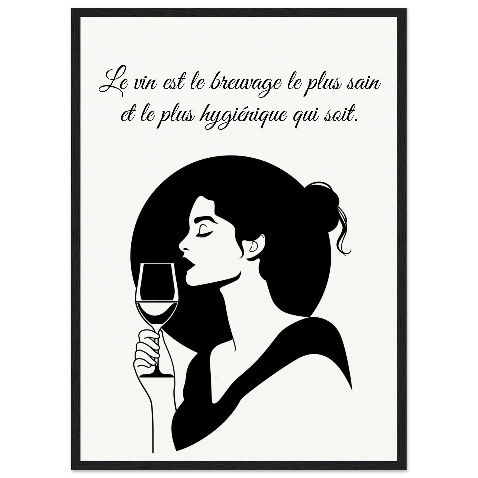 Poster sur le Vin ( 50x70-cm-Bois-noir)