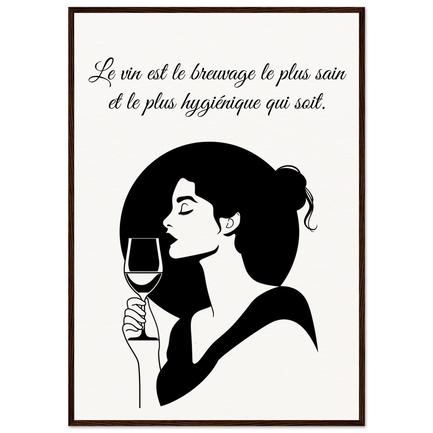 Poster sur le Vin ( 70x100-cm-Bois-foncé)